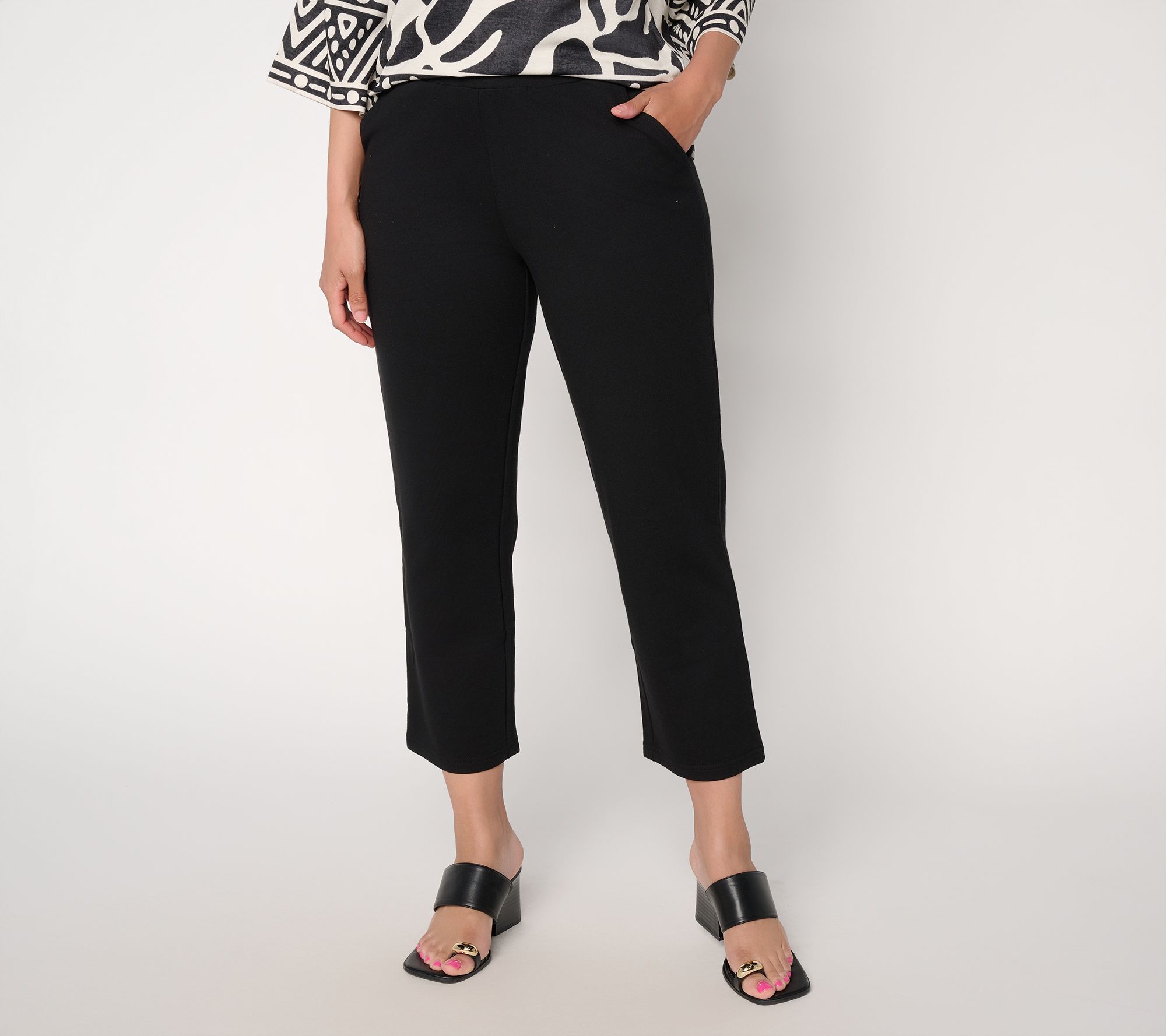 Belle by Kim Gravel Petite French Terry Yacht Club Cropped Pant