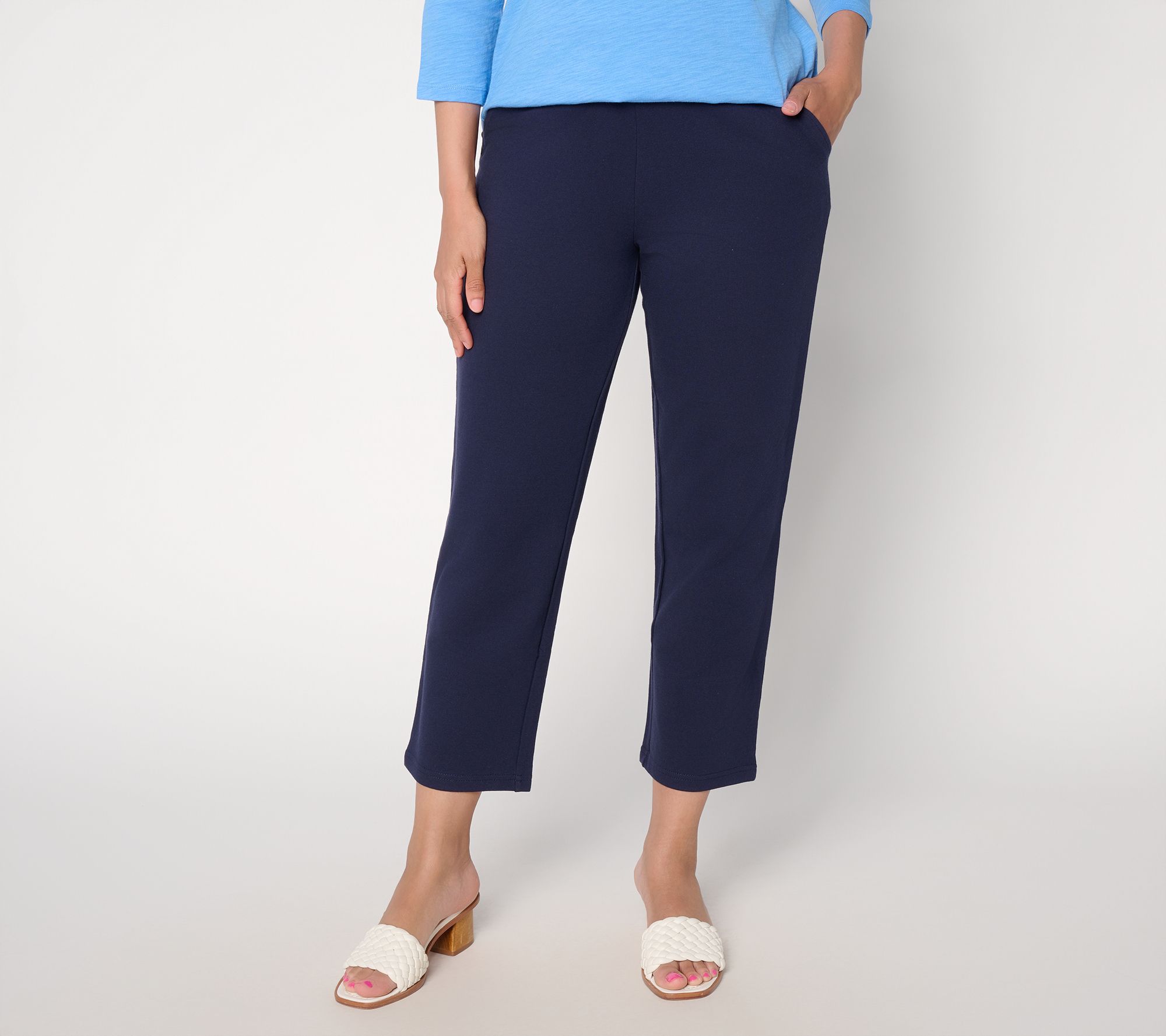 Belle by Kim Gravel Petite French Terry Yacht Club Cropped Pant