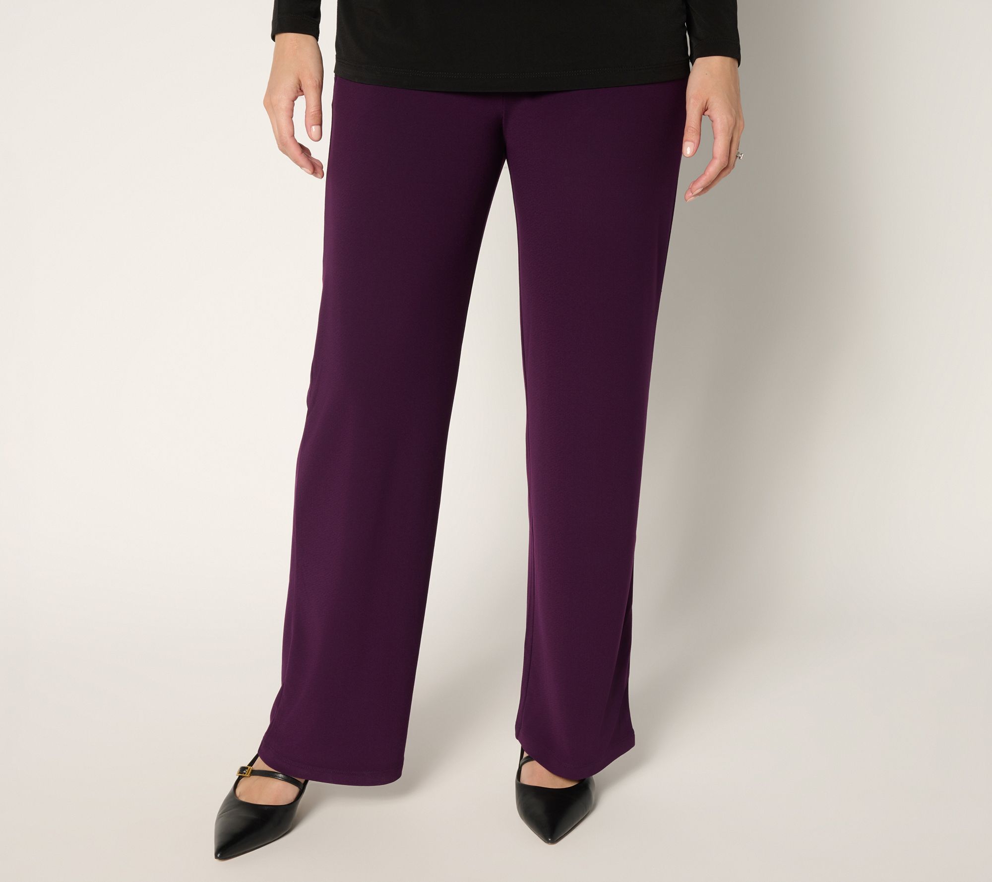 "As Is" Susan Graver Regular Textured Liquid Knit Wide Leg Pant