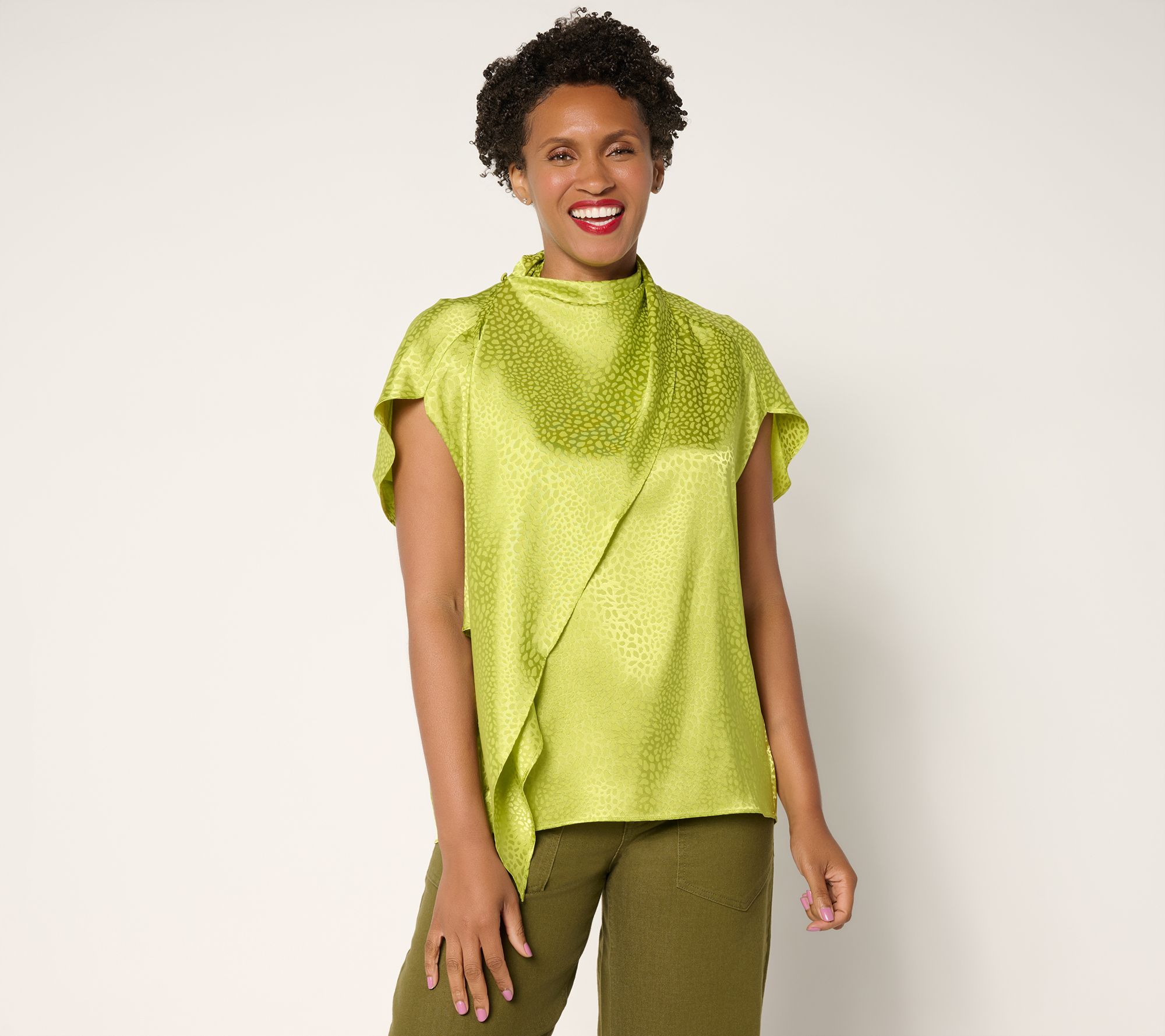 "As Is" Carla Rockmore Collection Draped Jacquard Blouse