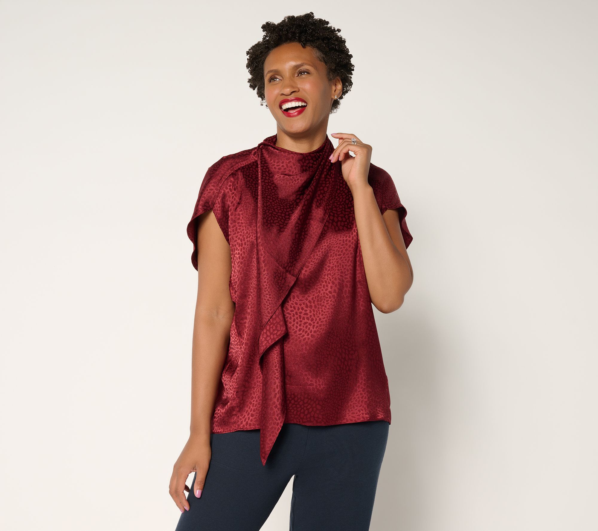 "As Is" Carla Rockmore Collection Draped Jacquard Blouse