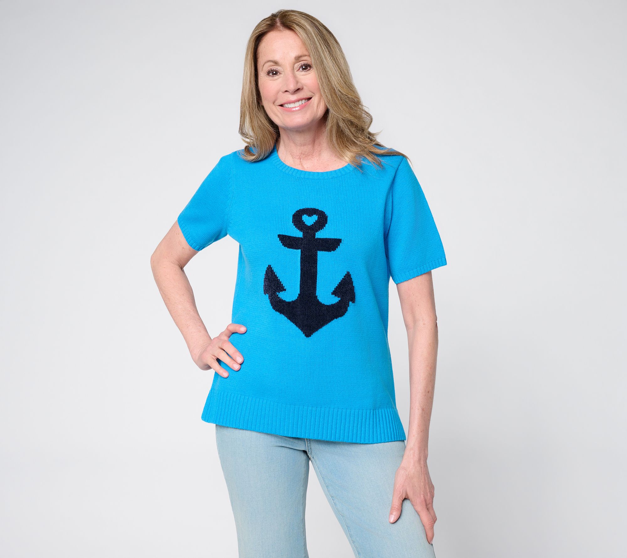 Belle Beach by Kim Gravel Preppy by the Sea Short Sleeve Sweater