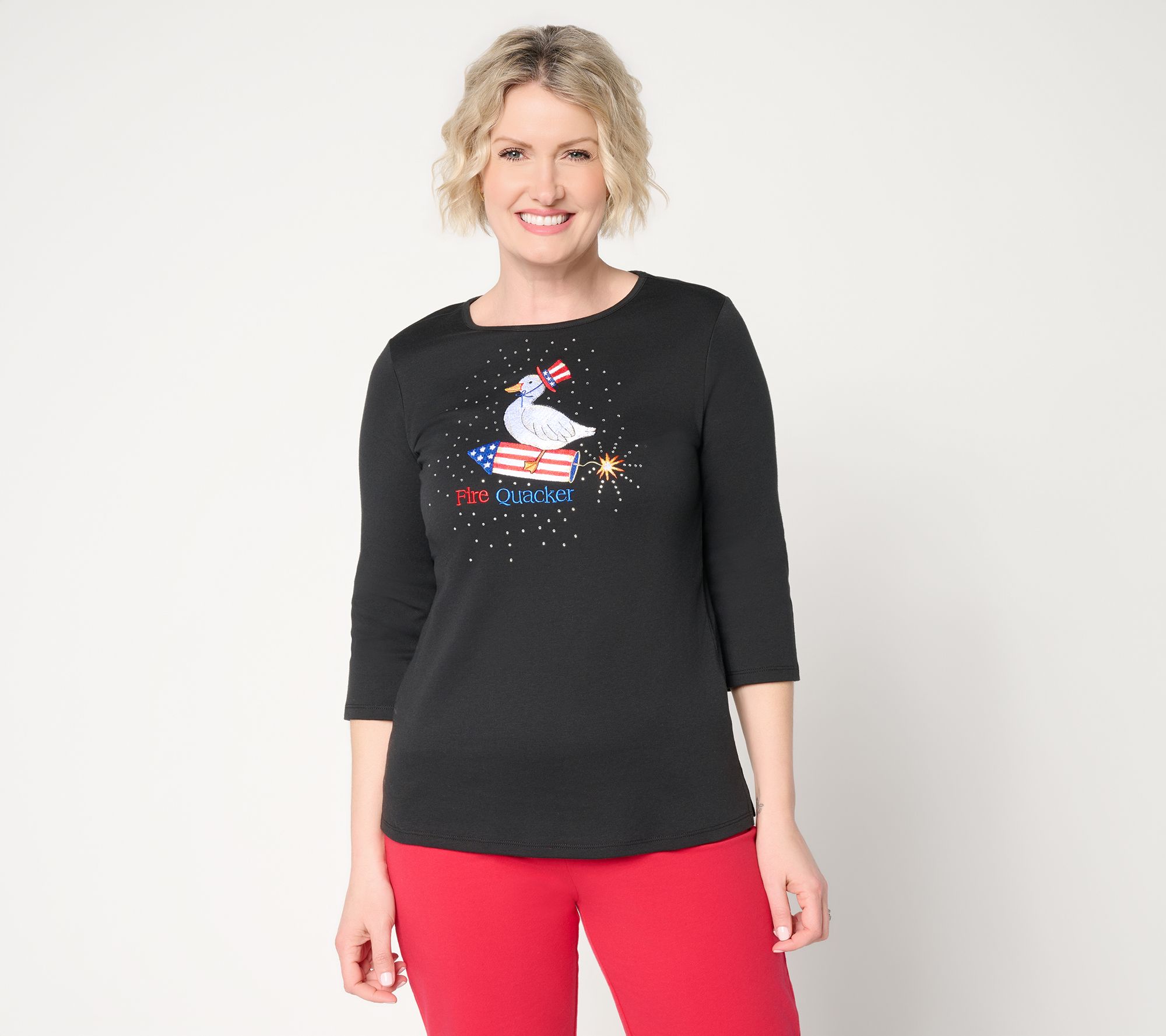 Quacker Factory Fire Quacker 3/4 Sleeve Top