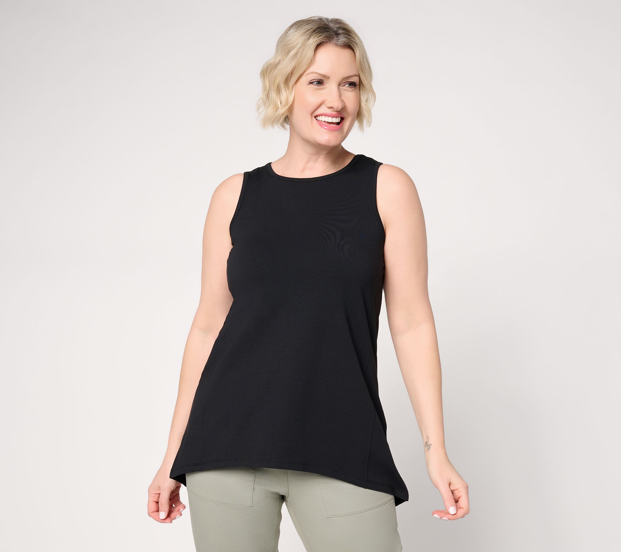 AnyBody Cozy Knit Jersey All-Star Split Back Tank