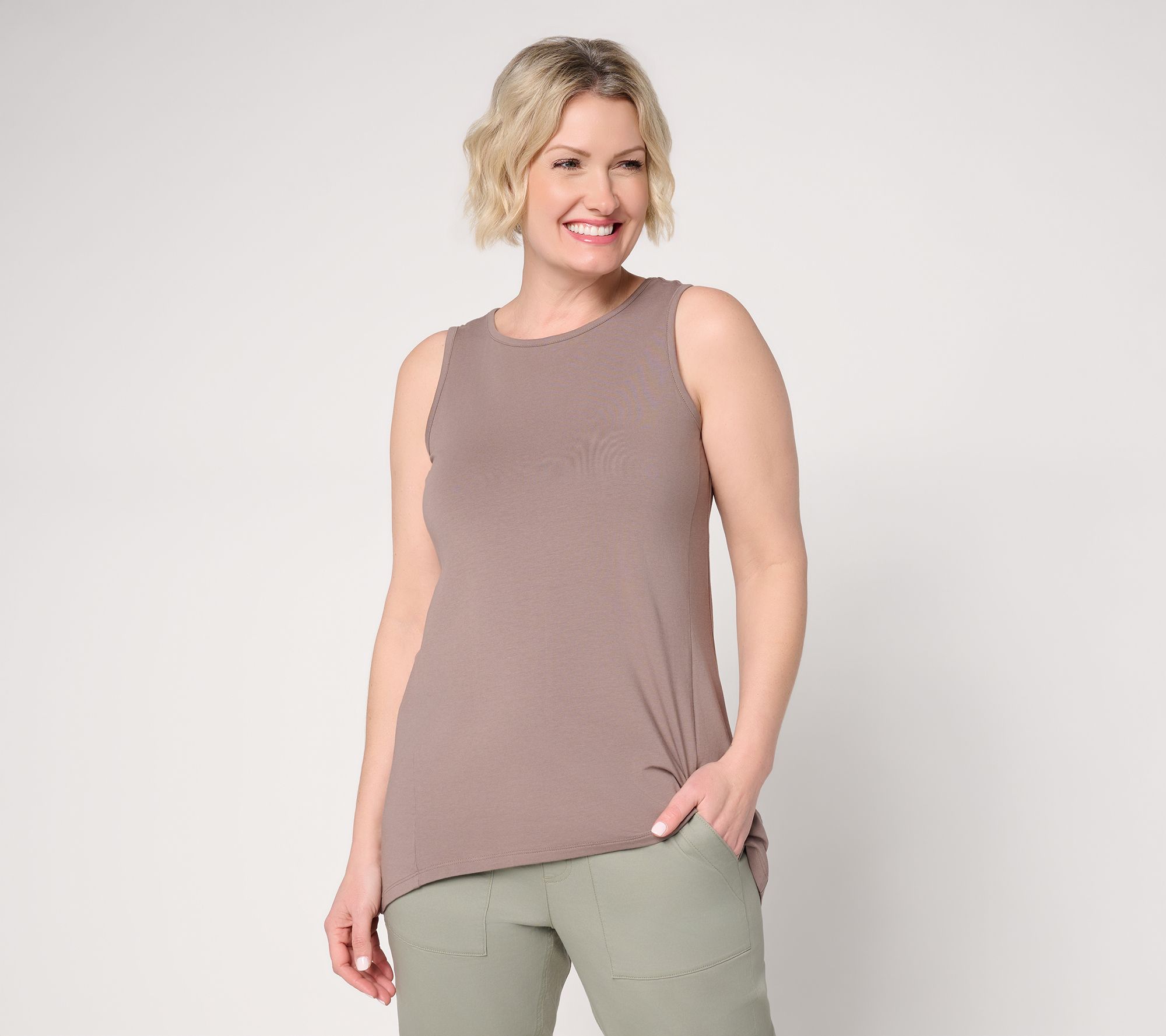 AnyBody Cozy Knit Jersey All-Star Split Back Tank