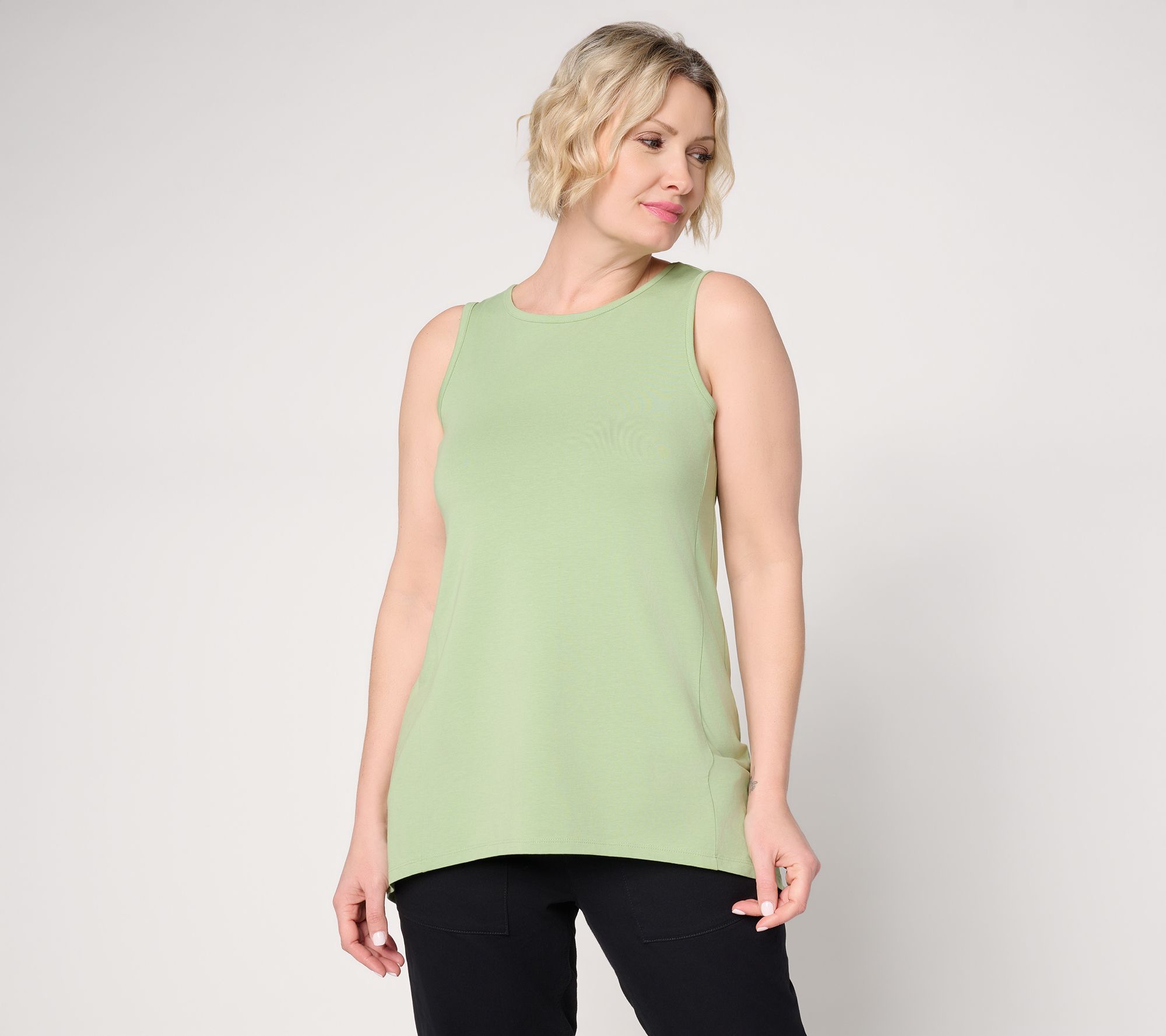 AnyBody Cozy Knit Jersey All-Star Split Back Tank