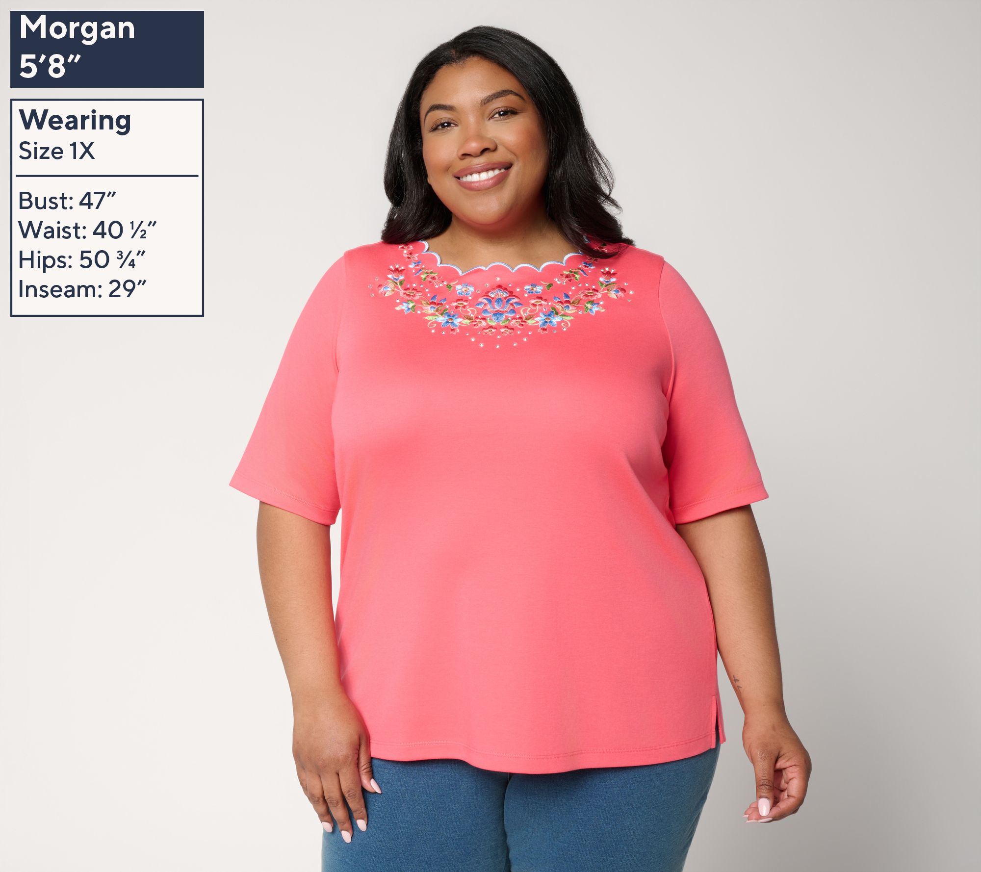 Quacker Factory Boho Babe Scalloped Neckline Top - QVC.com