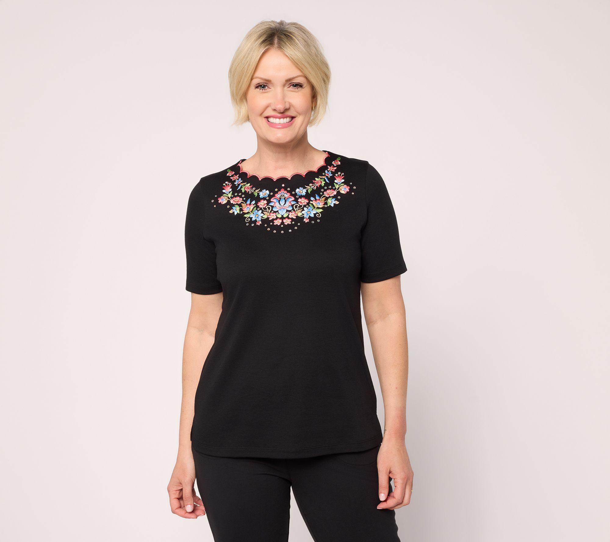 Quacker Factory Boho Babe Elbow Sleeve Top