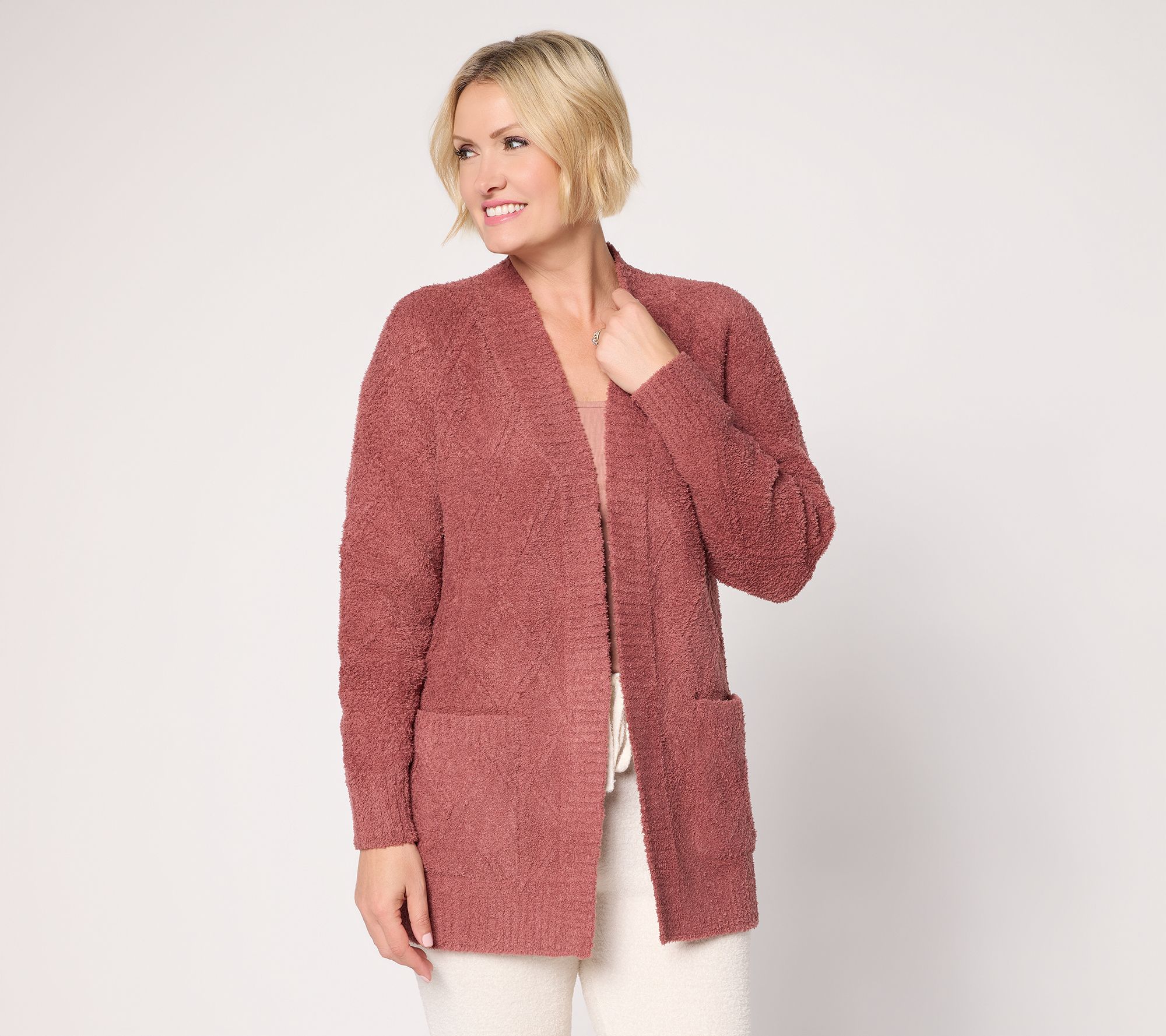 "As Is" Barefoot Dreams CozyChic Diamond Cable Cardigan