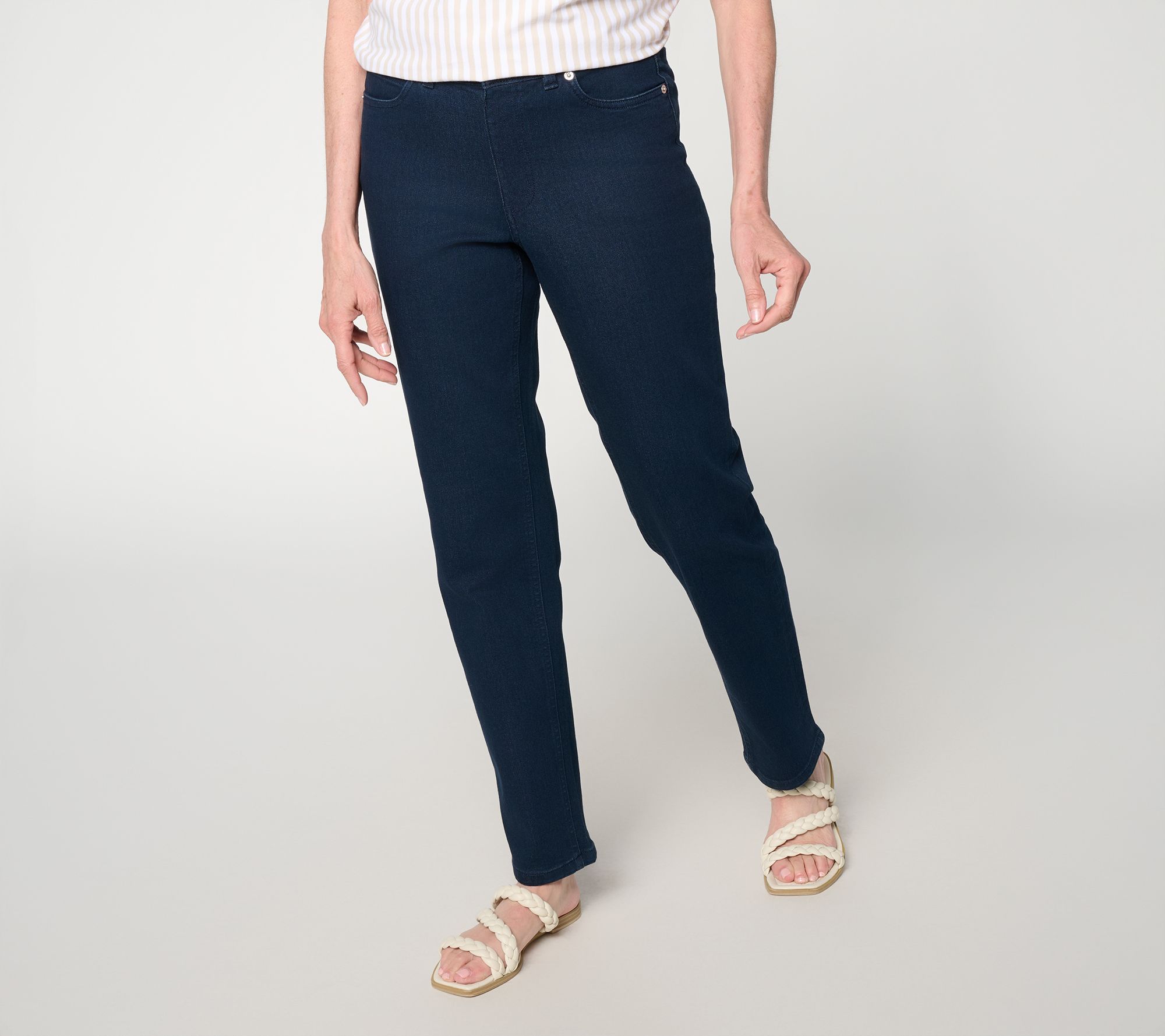 Denim & Co. Petite Indigo So Soft Denim Straight Leg Jeans