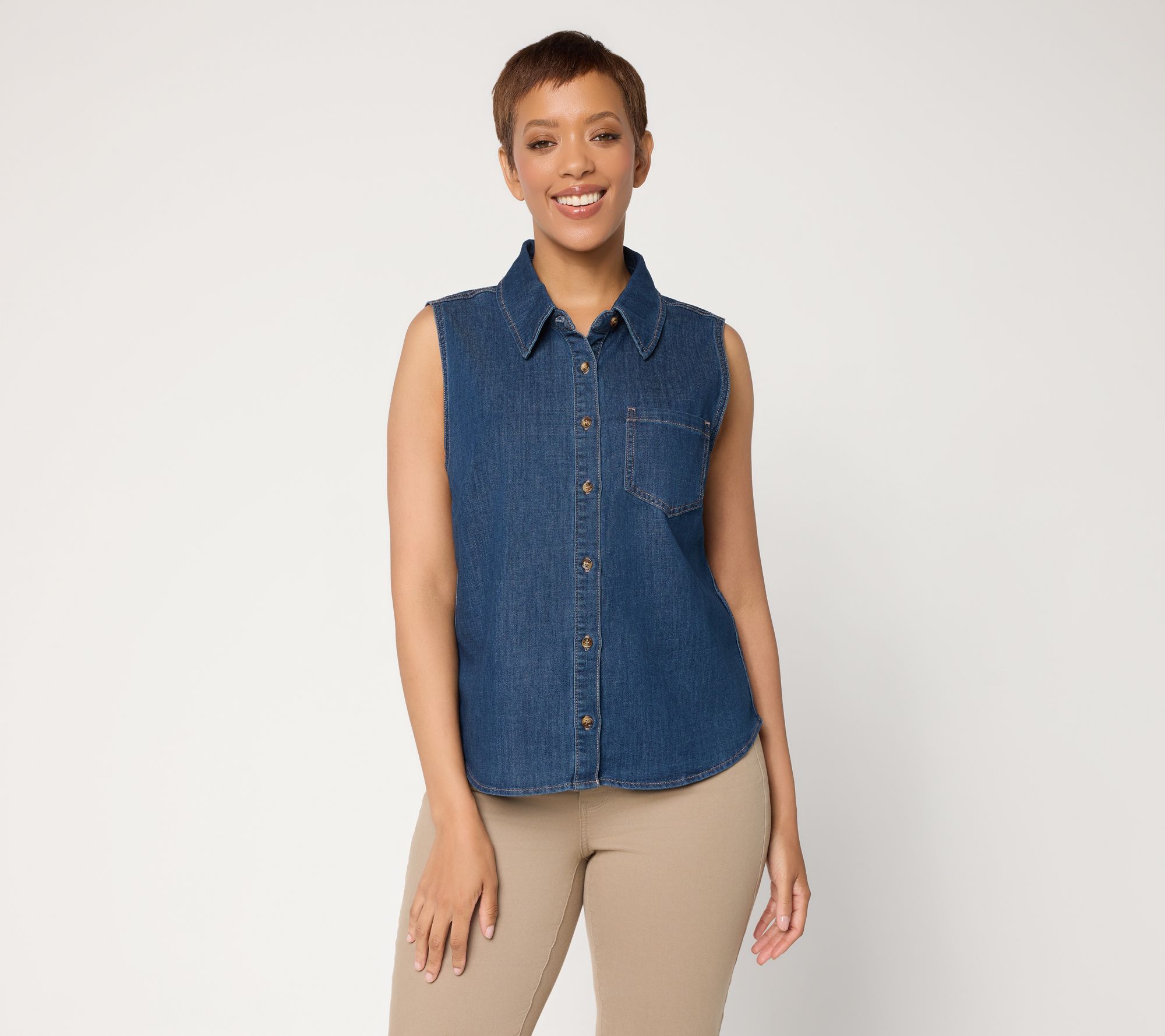 nicole by Nicole Miller Lightweight Stretch Denim Sleeveless Top