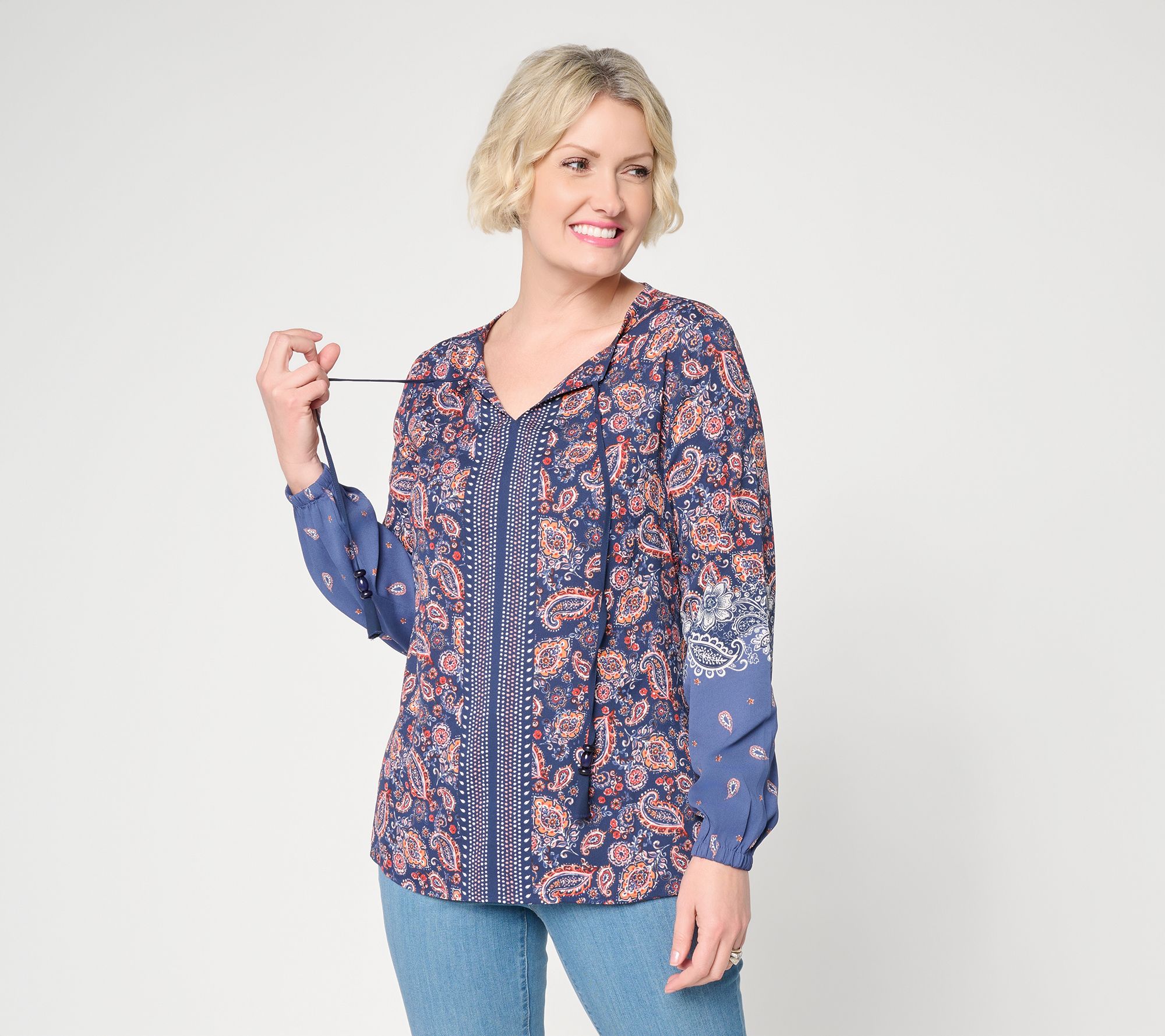 Belle Boho by Kim Gravel Bloomscape Border Print Blouse