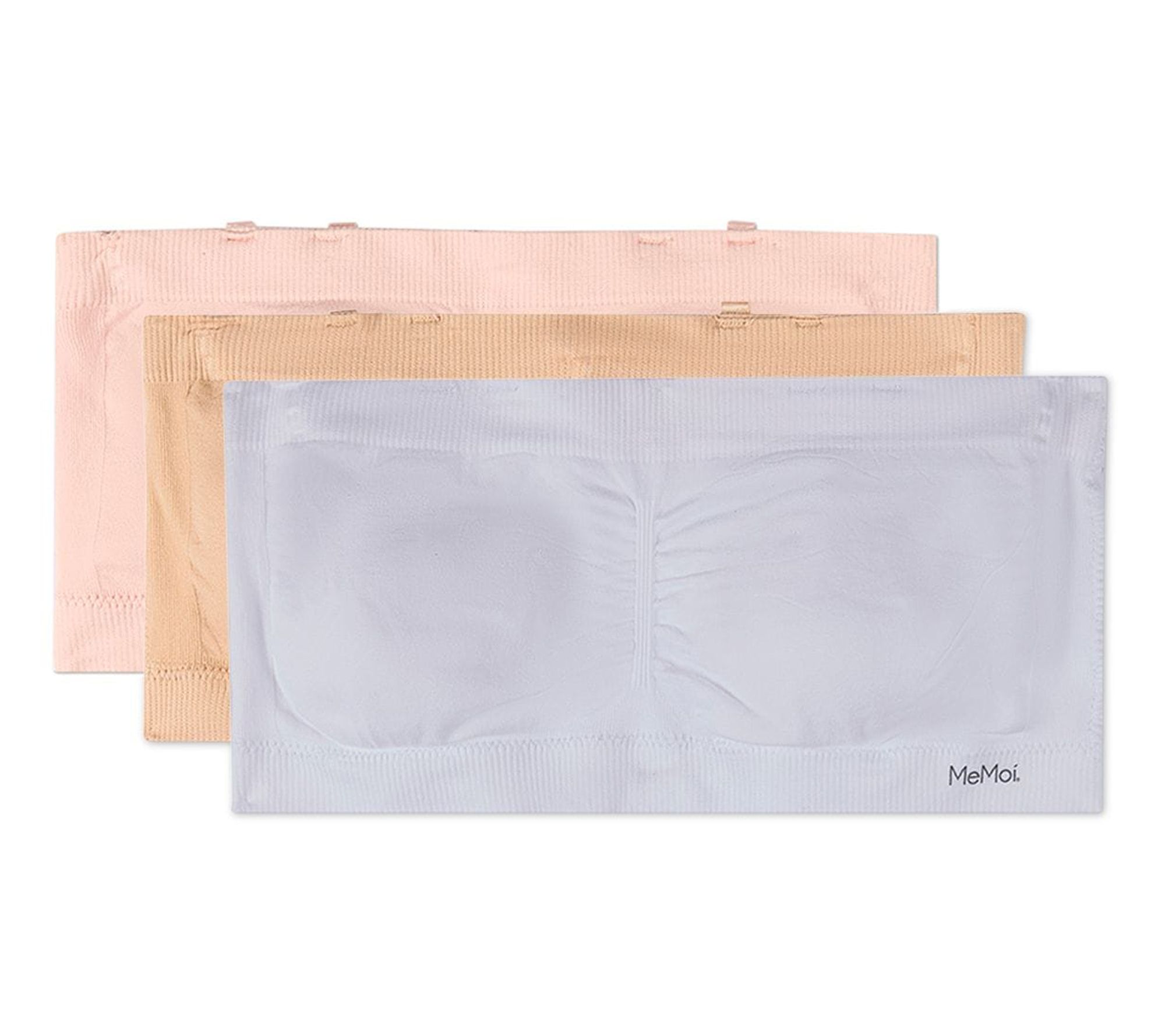 Memoi Women's Set of 3 Bandeau Bras with ClearElastic Straps