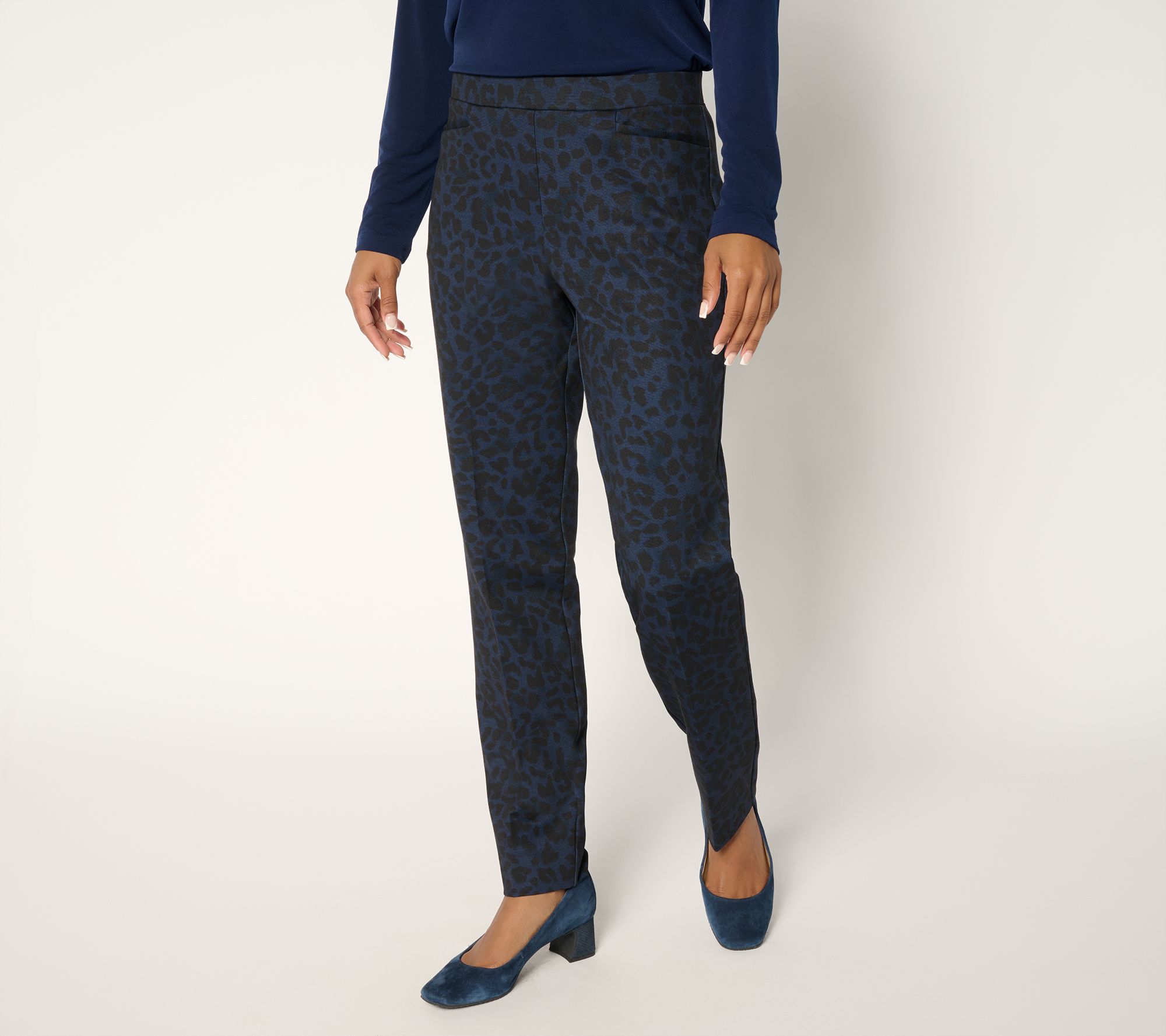 "As Is" Susan Graver Regular Printed Ponte Straight Leg Pant