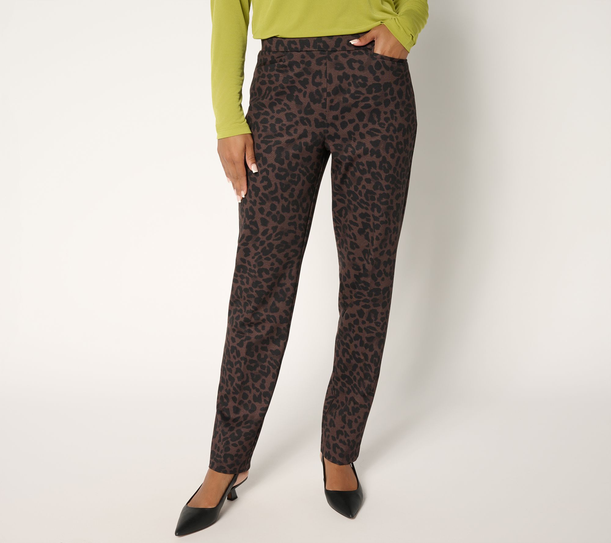 "As Is" Susan Graver Regular Printed Ponte Straight Leg Pant