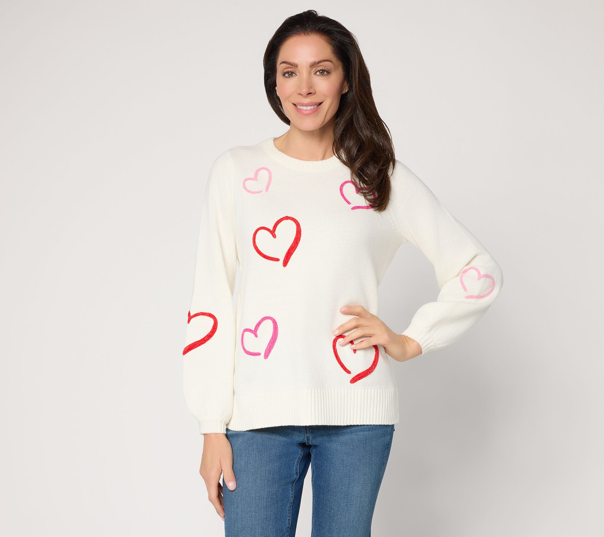 "As Is" Belle by Kim Gravel Take Heart Chenille Trim Sweater
