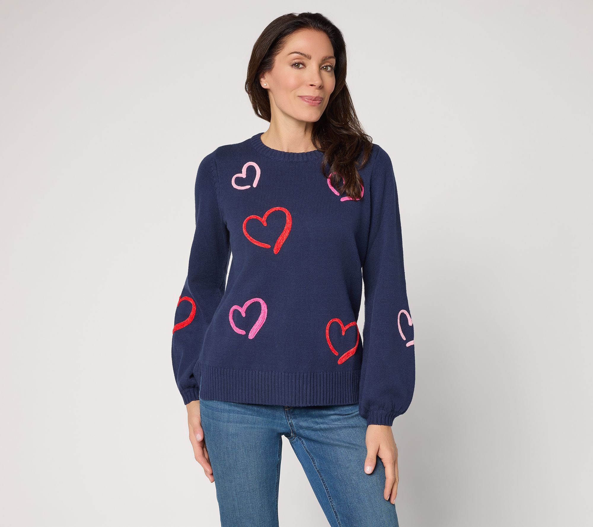 "As Is" Belle by Kim Gravel Take Heart Chenille Trim Sweater