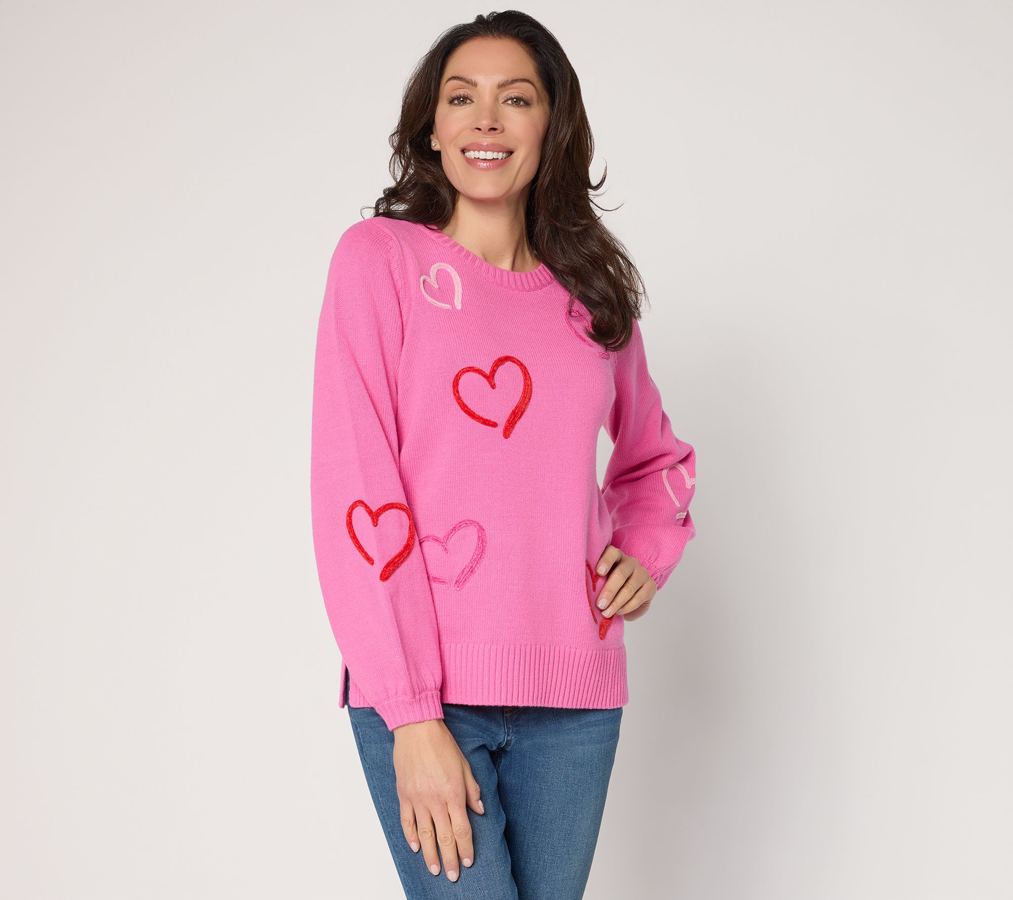 "As Is" Belle by Kim Gravel Take Heart Chenille Trim Sweater