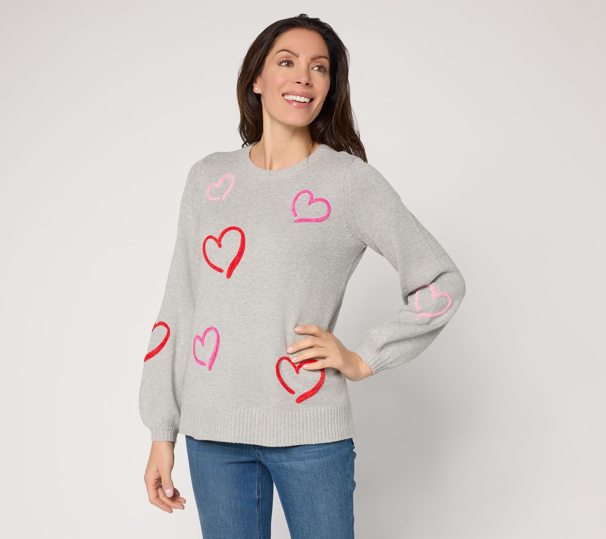 "As Is" Belle by Kim Gravel Take Heart Chenille Trim Sweater