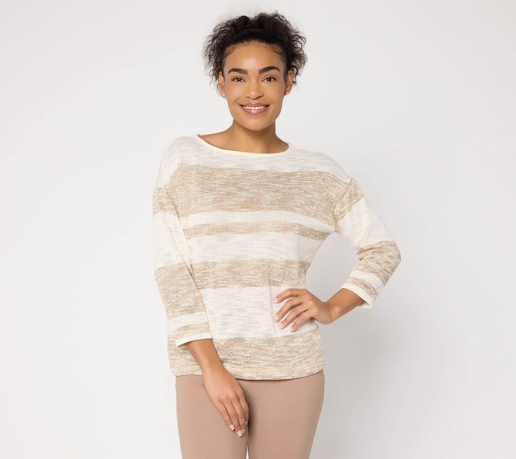 "As Is" Attitudes by Renee Dolman Sleeve Striped Knit Top