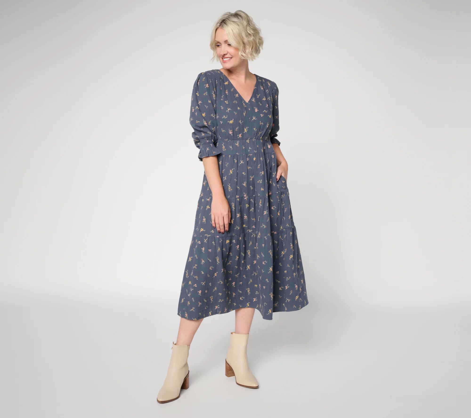 casual midi dress petite Ree by The Pioneer Woman 100% Cotton Prima is the perfect Variant:1XLarge petite dress Size_  7/8 Center of Attention Black
