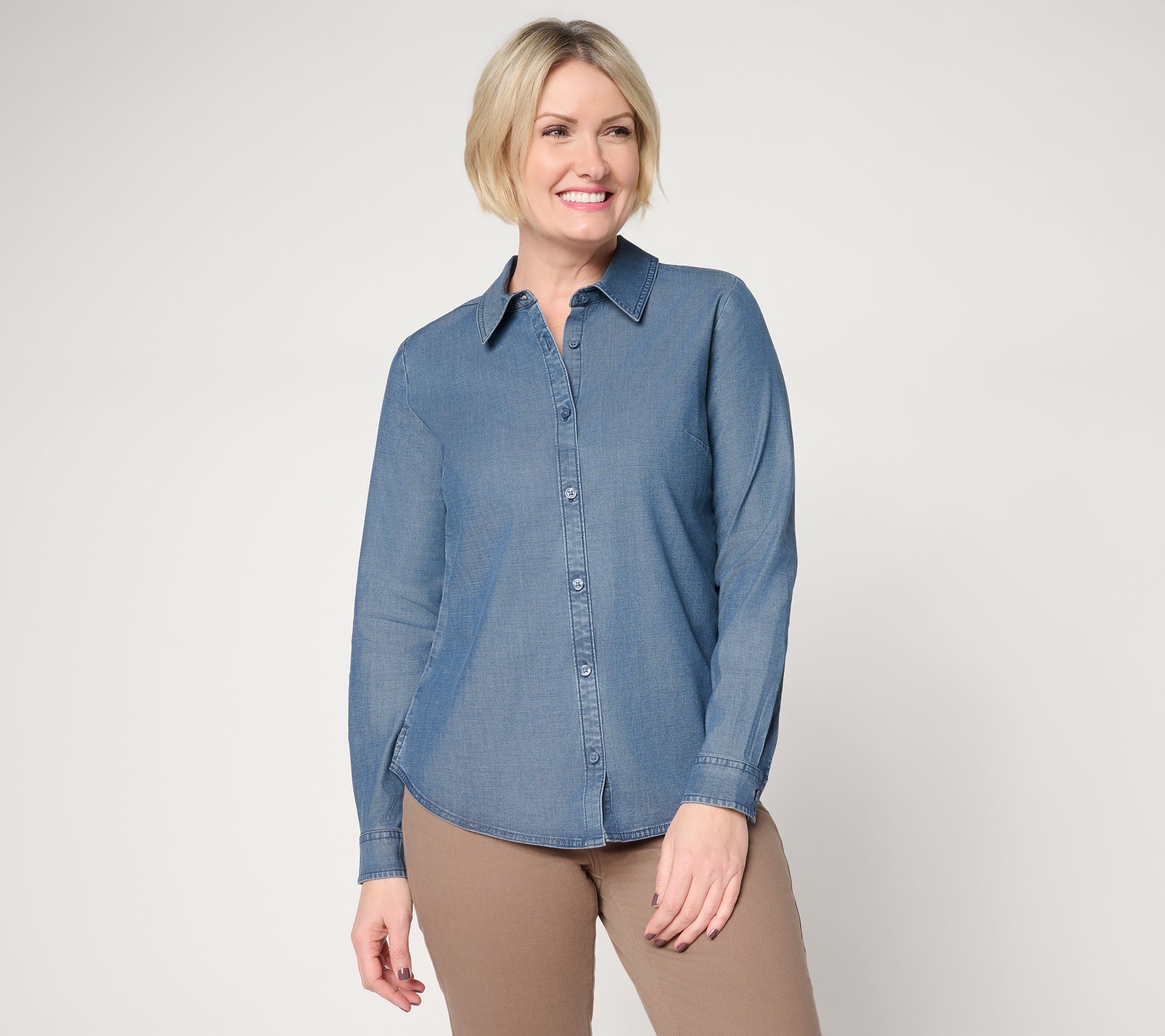 "As Is" Joan Rivers No Gap Denim Pull-Over Girlfriend Shirt