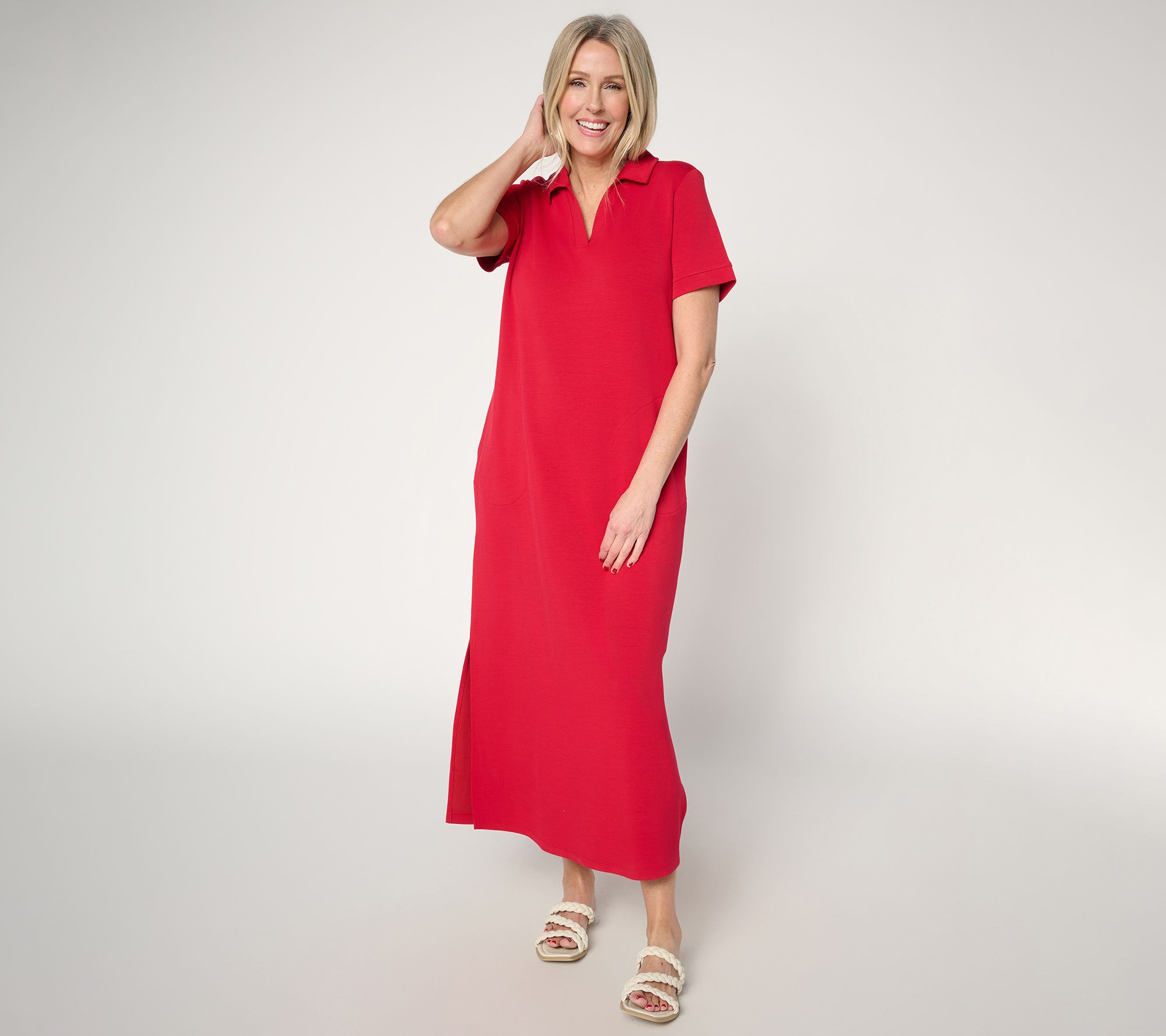 "As Is" Belle by Kim Gravel Reg ScubaLuxe Escape Edit Polo Maxi Dress