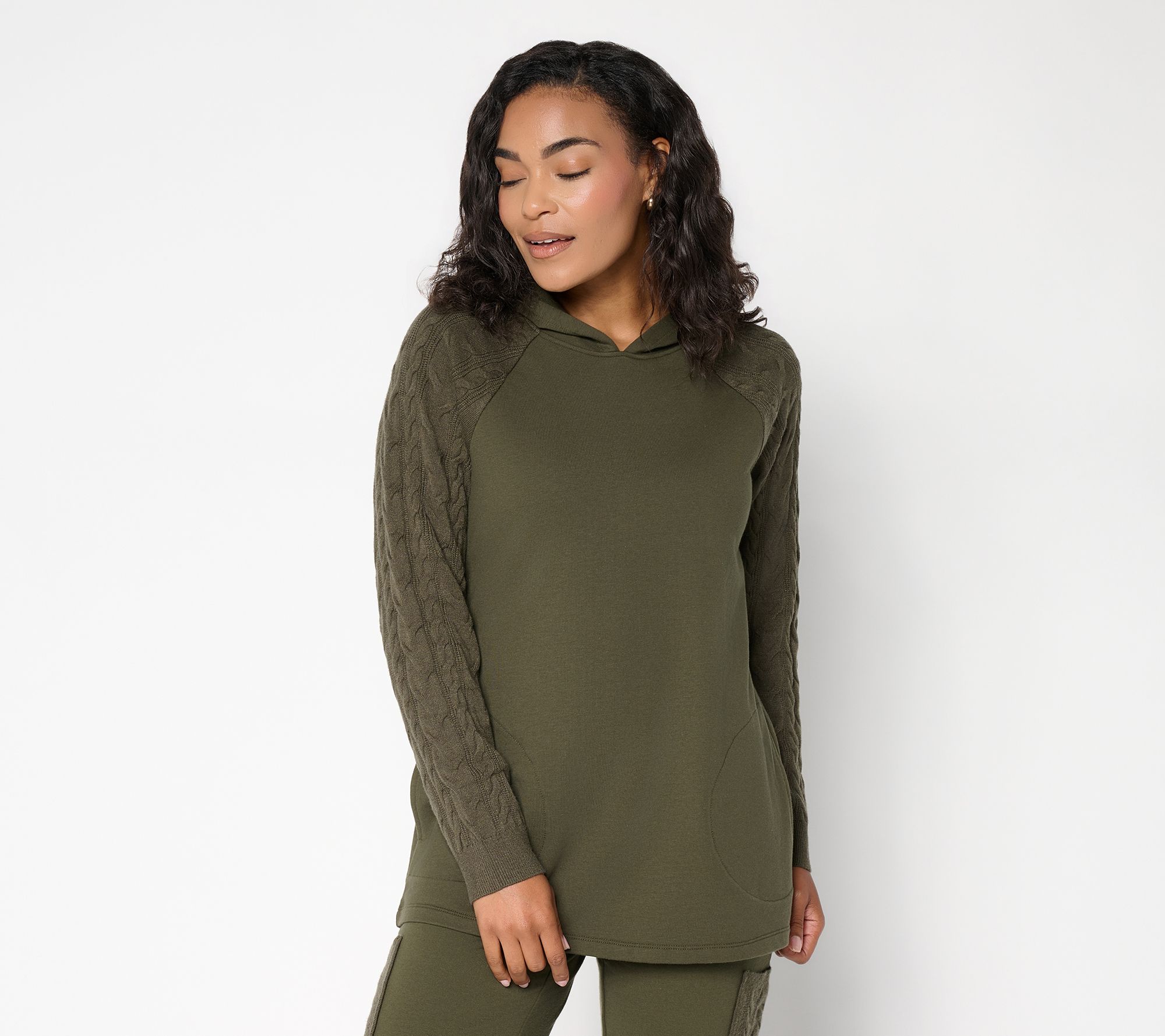 Denim & Co. Active Regular French Terry Hooded Tunic