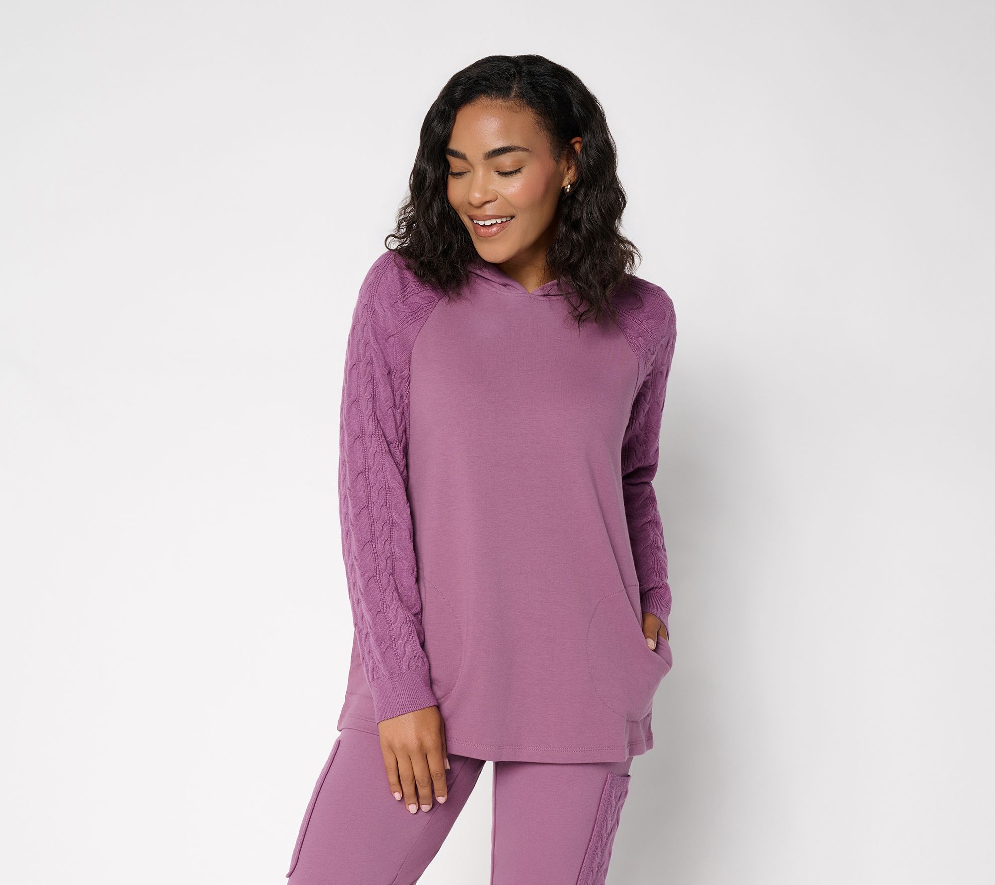 Denim & Co. Active Regular French Terry Hooded Tunic