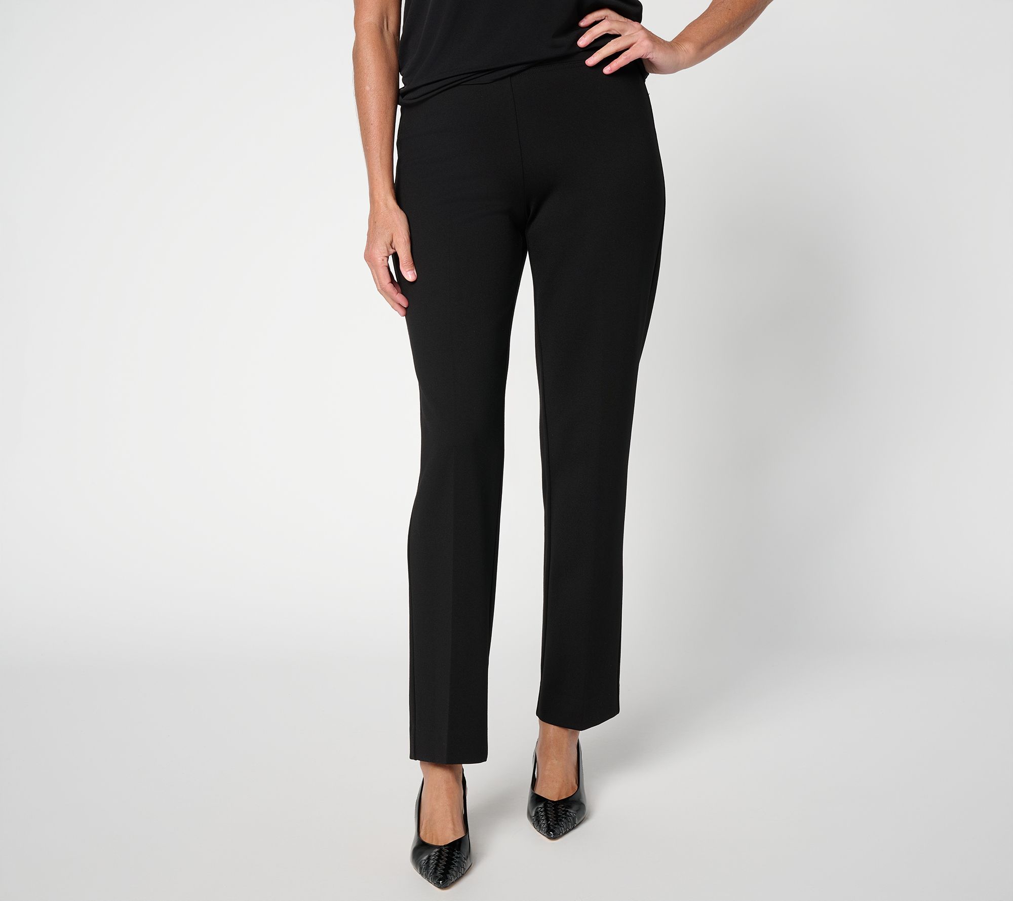 Susan Graver Petite Smart Ponte 350 Slim-Leg Pants