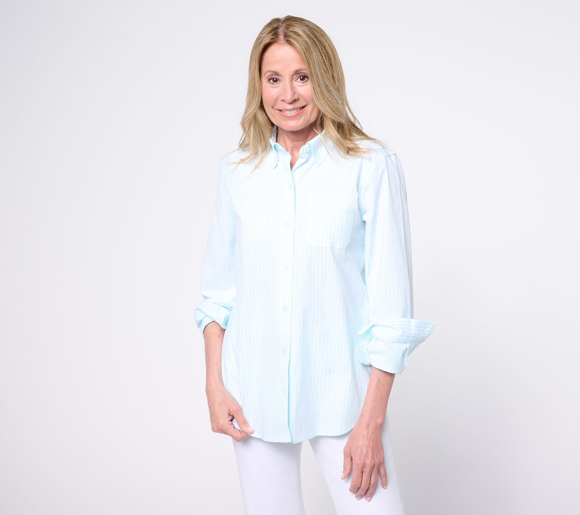 "As Is" Studio Park x Mary DeAngelis Yarn Dye Stripe Collared Shirt