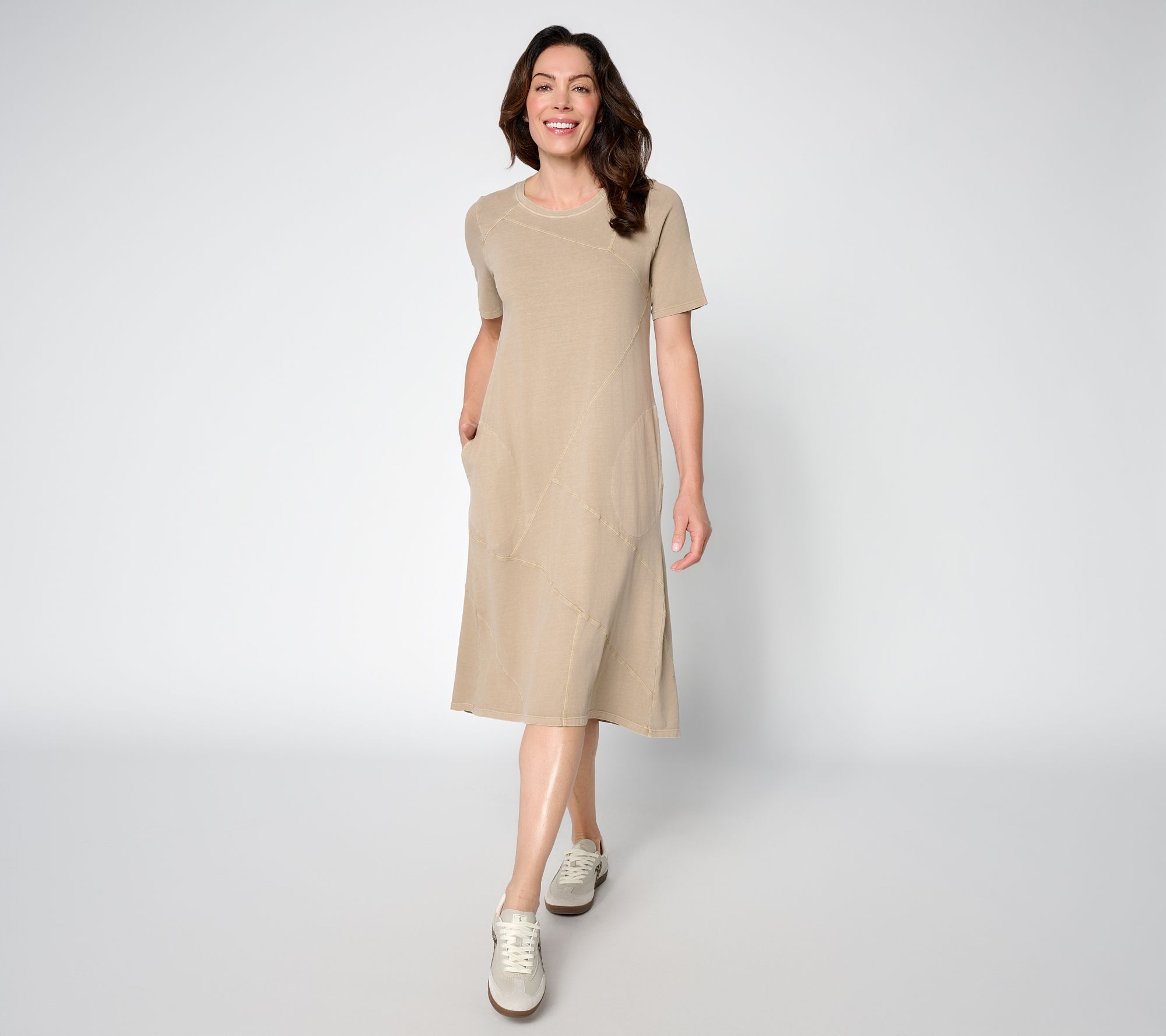 "As Is" LOGO by Lori Goldstein Reg Knit Patchwork Seamed Dress