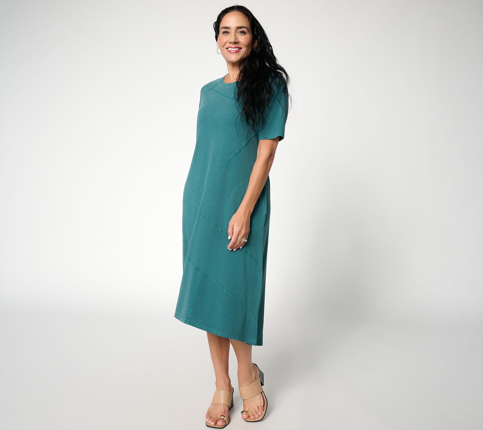 "As Is" LOGO by Lori Goldstein Reg Knit Patchwork Seamed Dress
