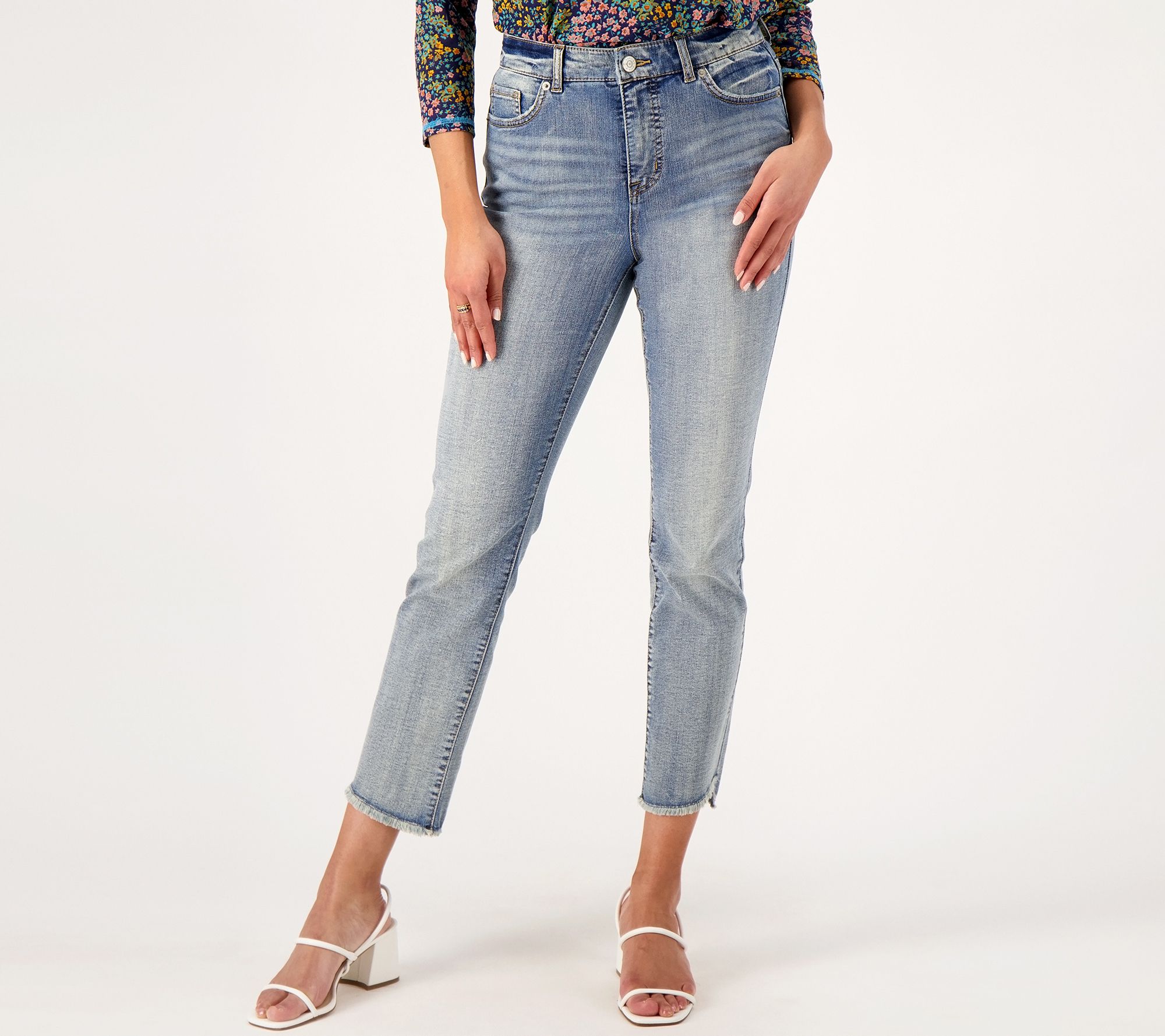LOGO by Lori Goldstein Tall Straight Leg Jeans with Step Hem