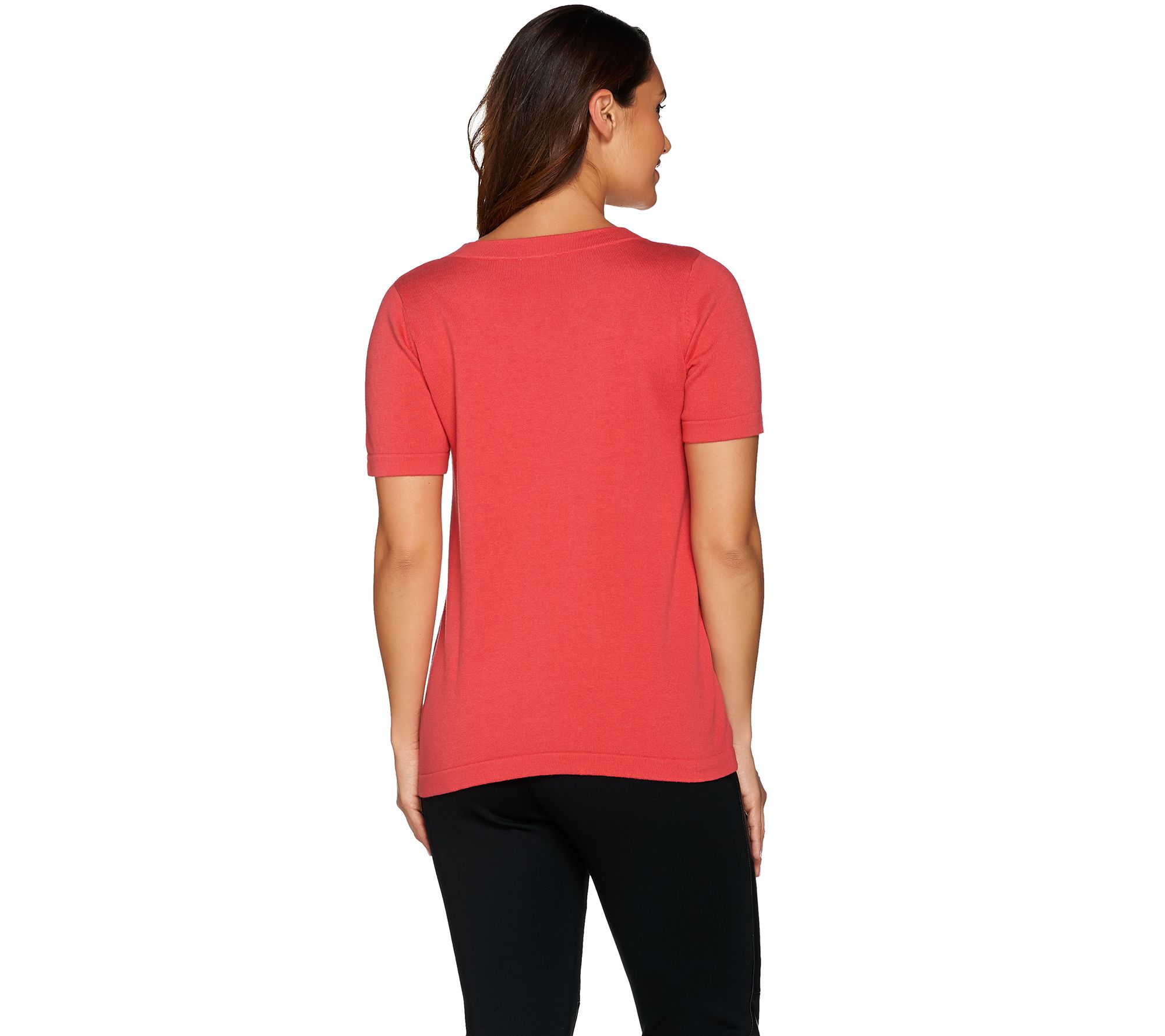 Joan Rivers Short Sleeve Square Neck Sweater - QVC.com