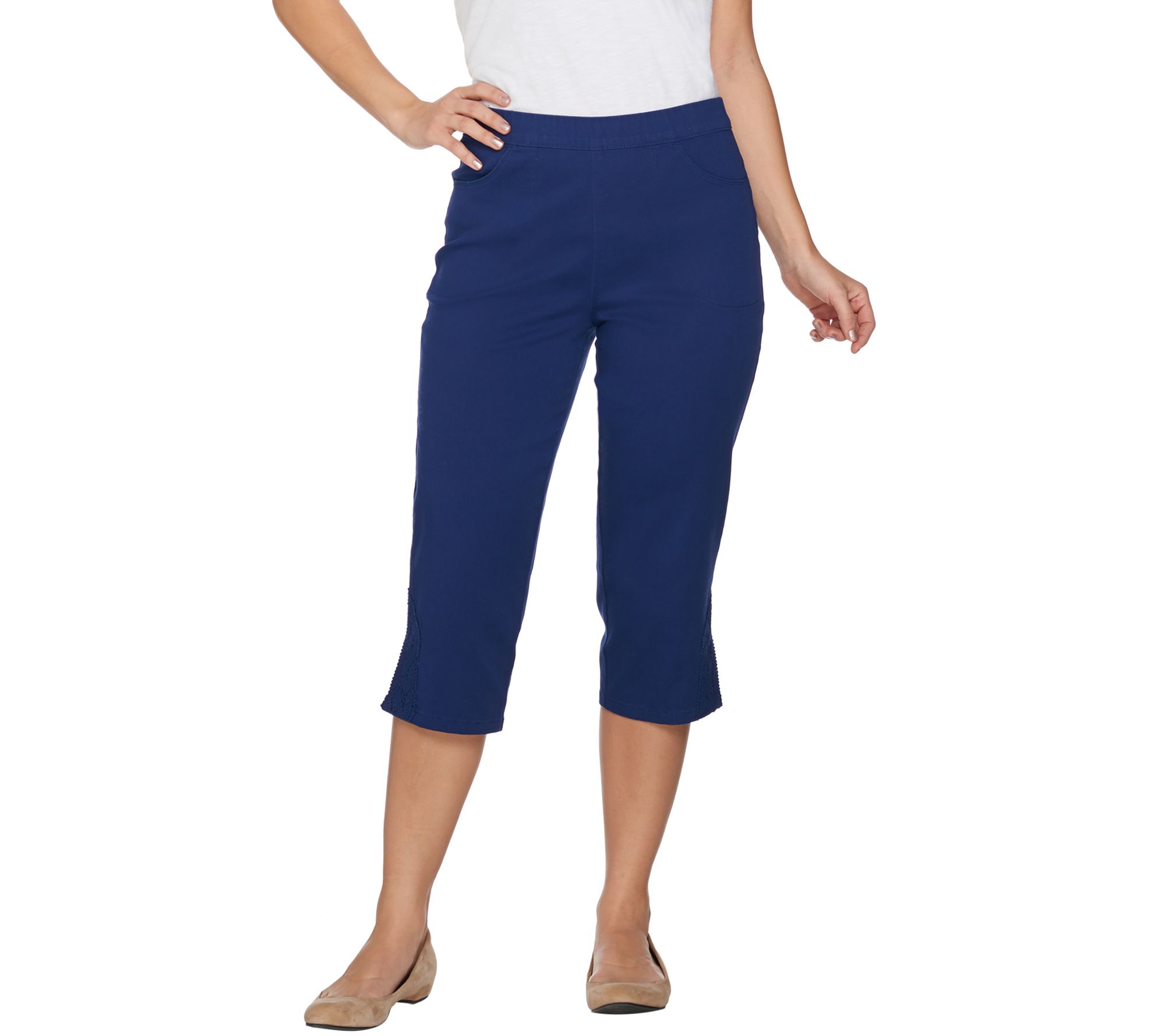 Denim & Co. Original Waist Stretch Capri Pants with Side Pockets - QVC.com