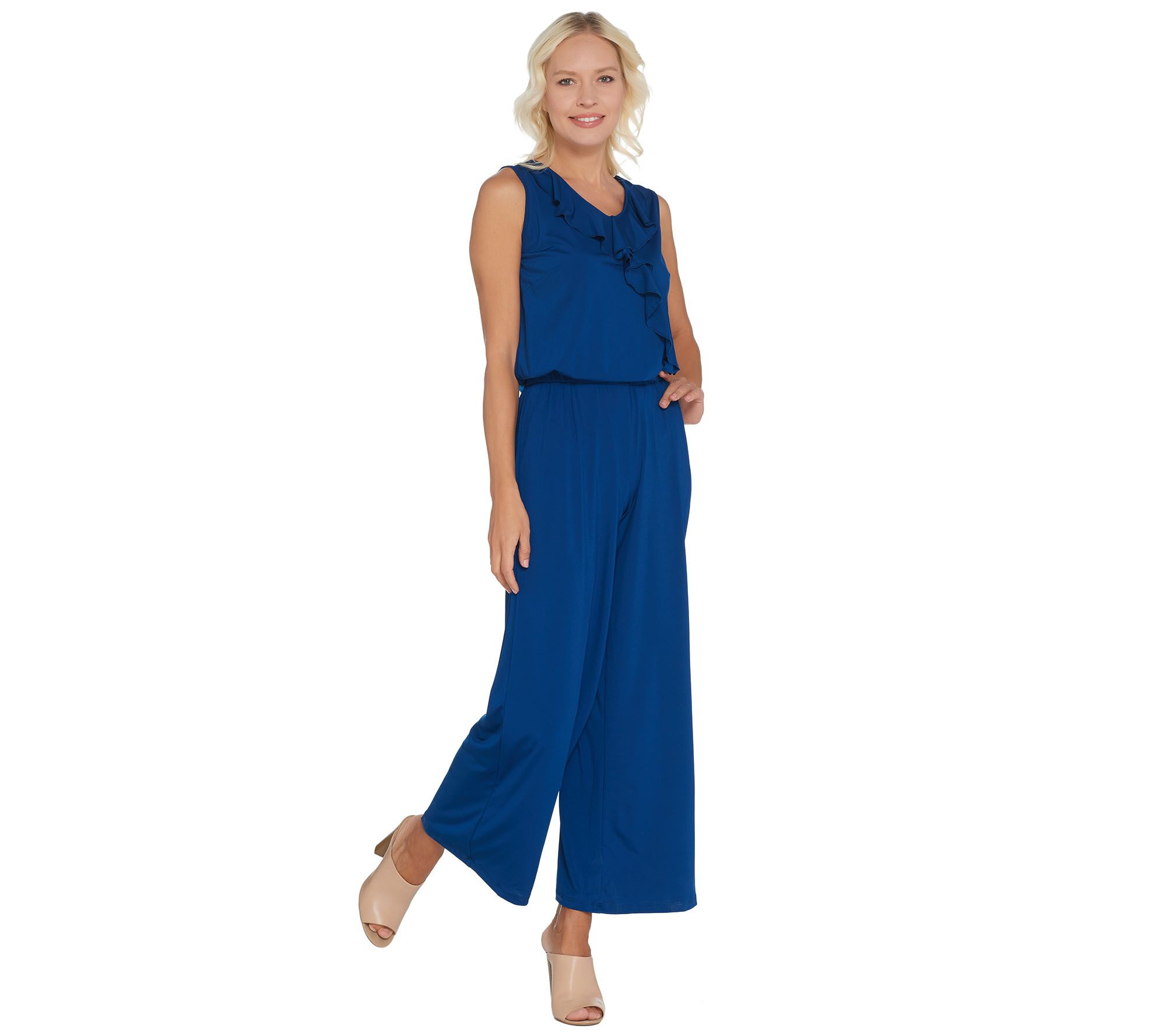 As Is Joan Rivers Sleeveless Jersey Petite Ankle Jumpsuit 