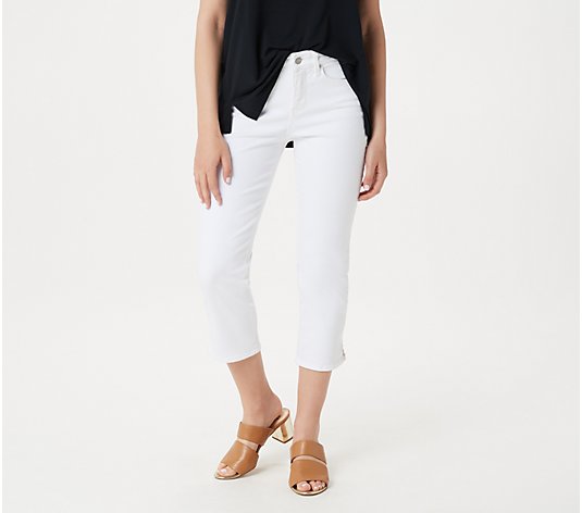NYDJ Skinny Capri Jeans with Side Slits -Optic White - QVC.com