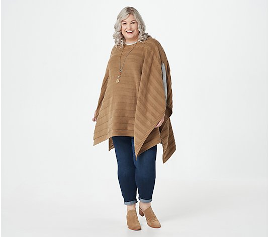 Lisa Rinna Collection Cable Knit Poncho