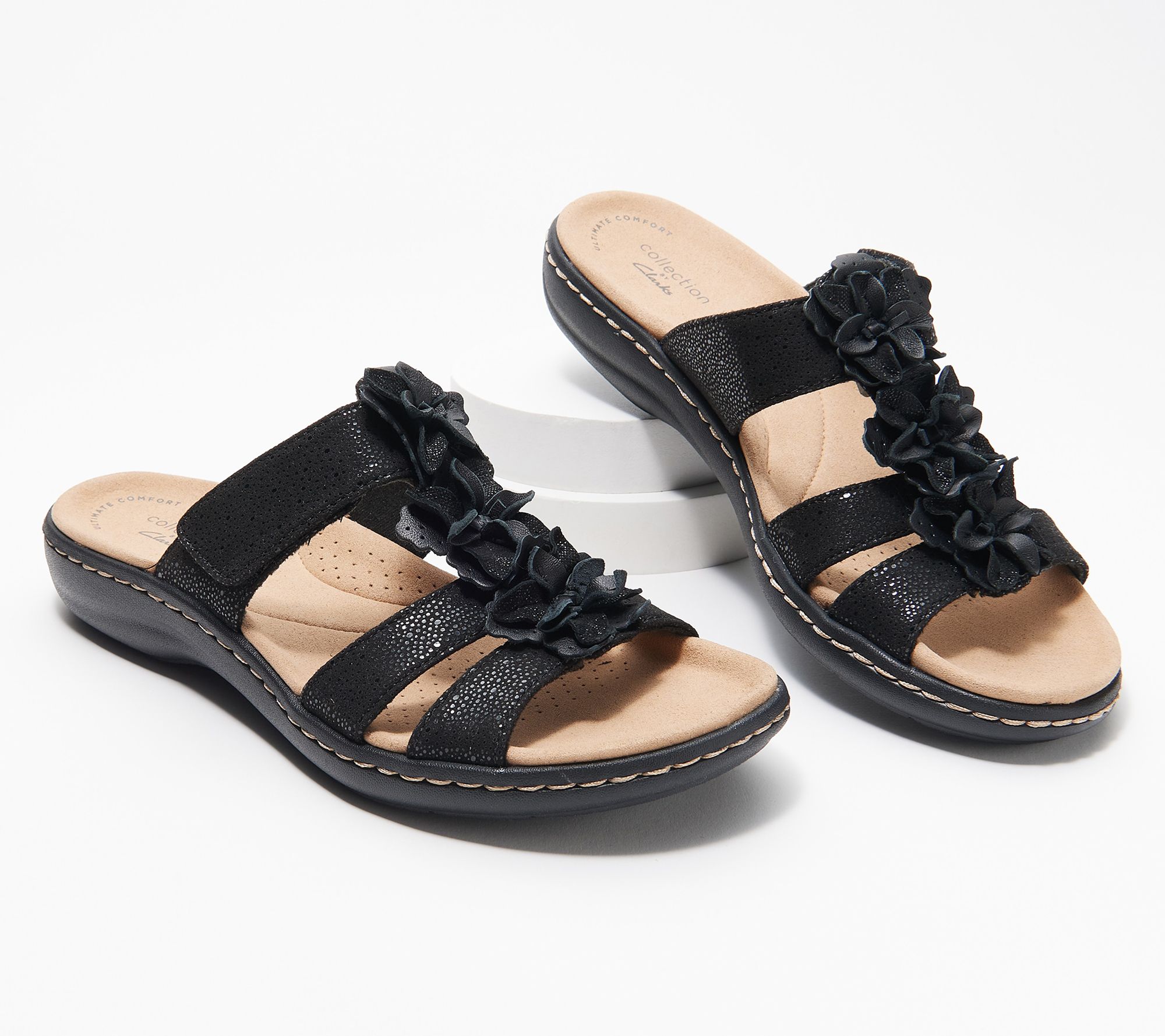 Clarks Collection Leather Slide Sandals - - QVC.com