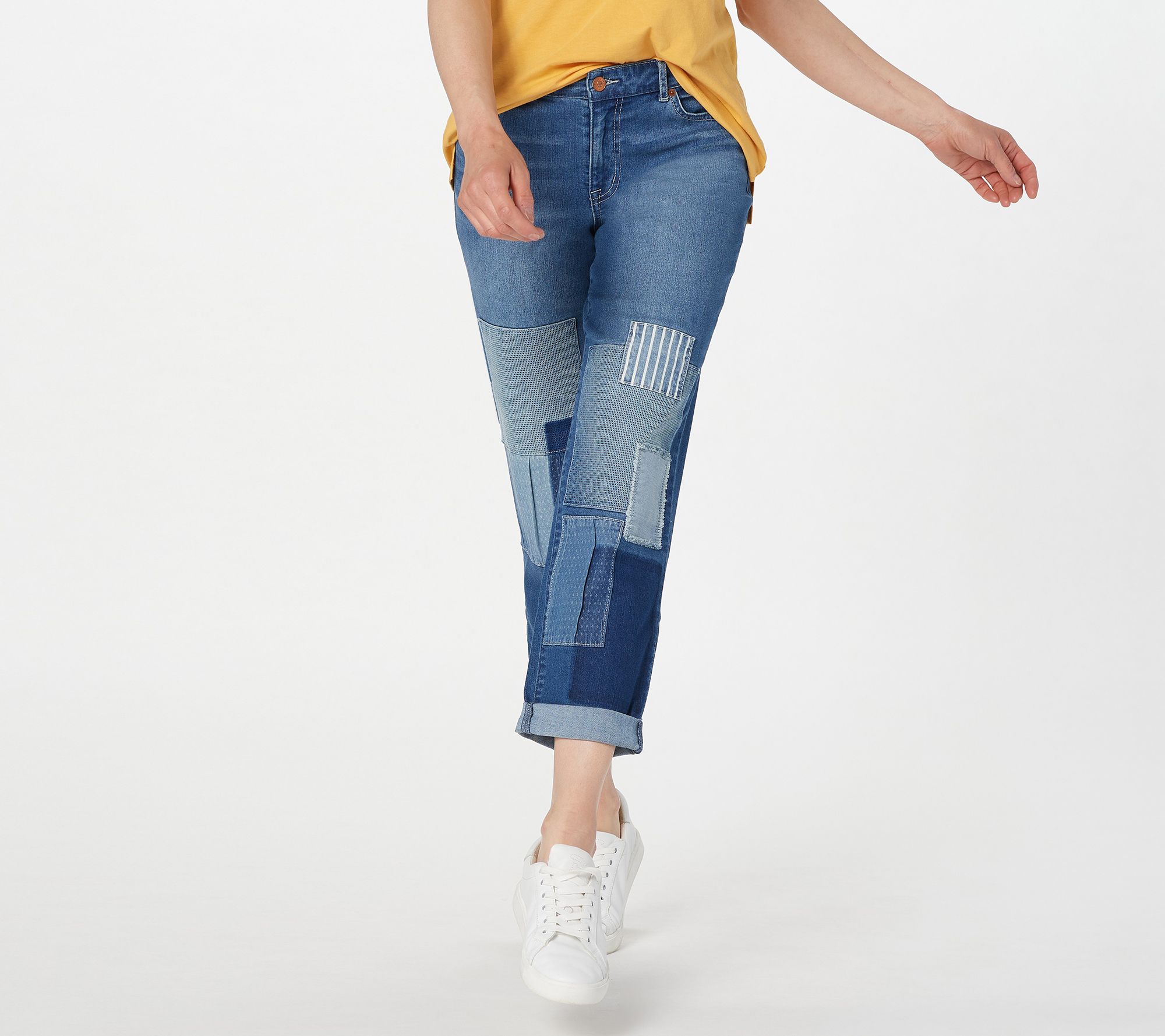 LOGO Lavish by Lori Goldstein Petite Indigo Slim Leg Boyfriend Jeans