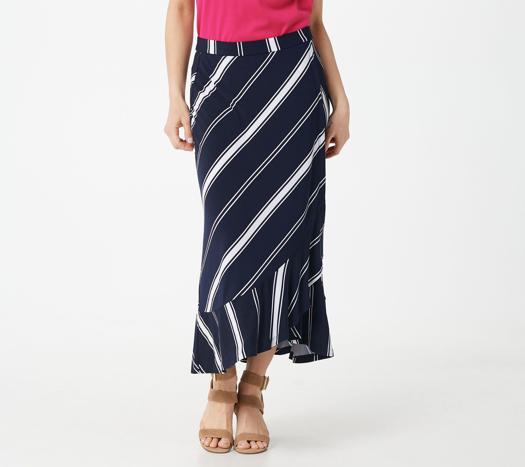 Susan Graver Printed Liquid Knit Midi Skirt - QVC.com