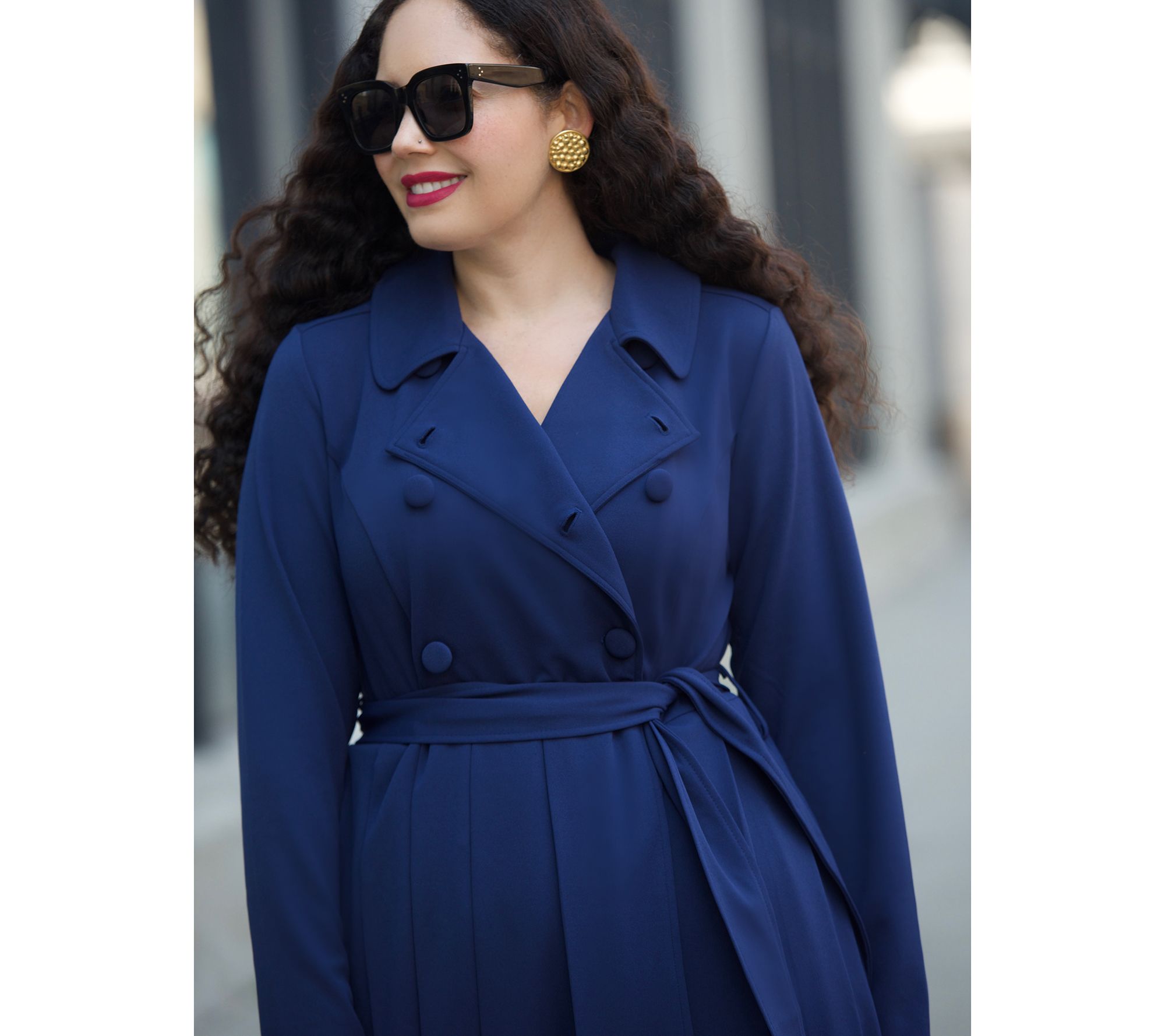 Girl With Curves Knit Crepe Trench Dress - QVC.com