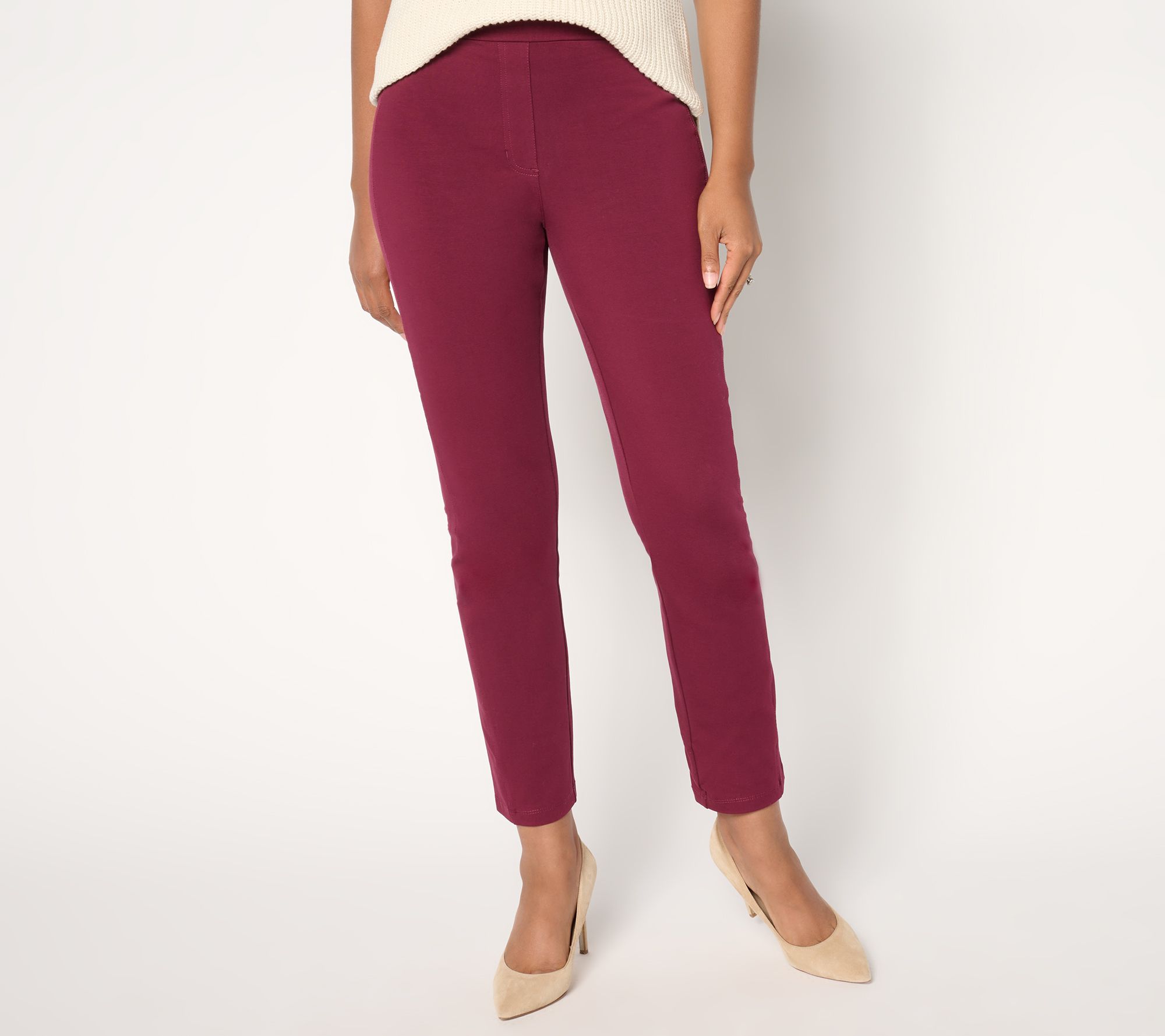 "As Is" Susan Graver Weekend Petite Premium Stretch Slim- Leg Ankle Pants