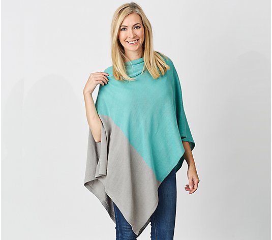 Tickled Pink Colorblock Cotton Poncho