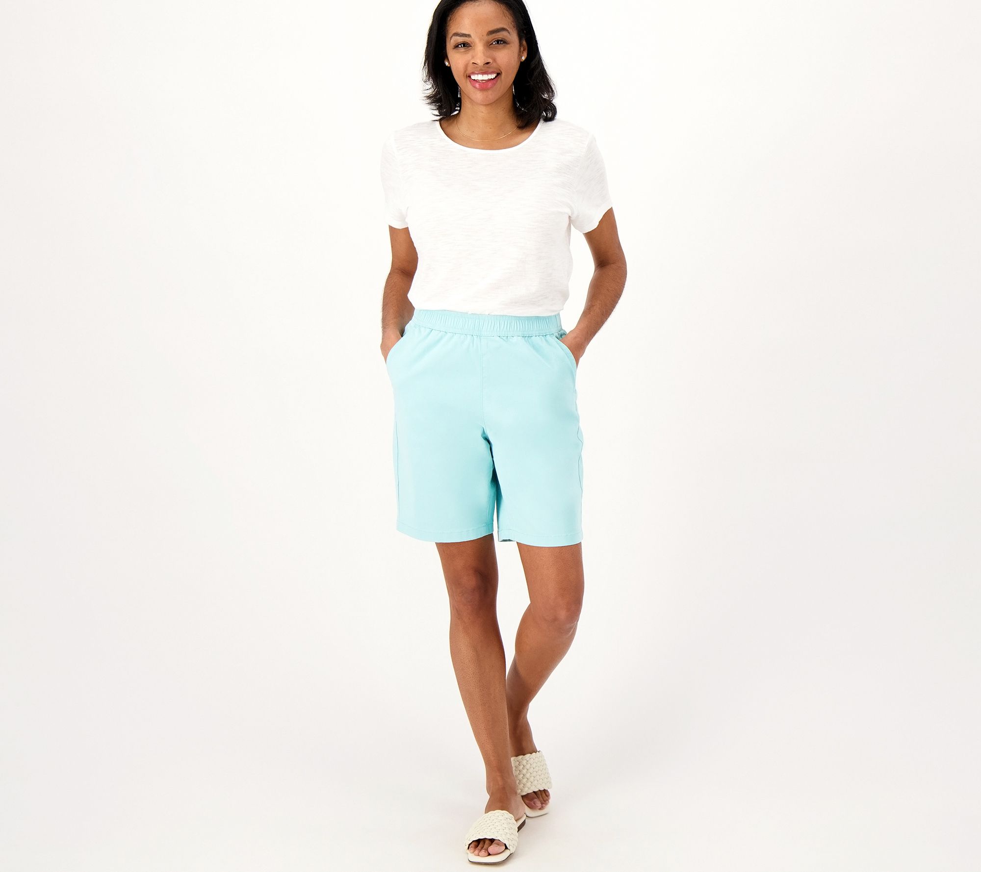Denim & Co. EasyWear Twill Relaxed Pull-On Short - QVC.com
