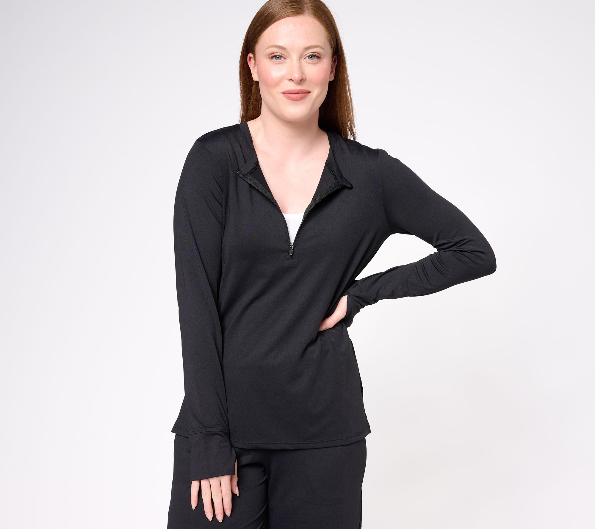 Cuddl Duds Fleecewear Stretch V-Neck Long-Sleeve Top