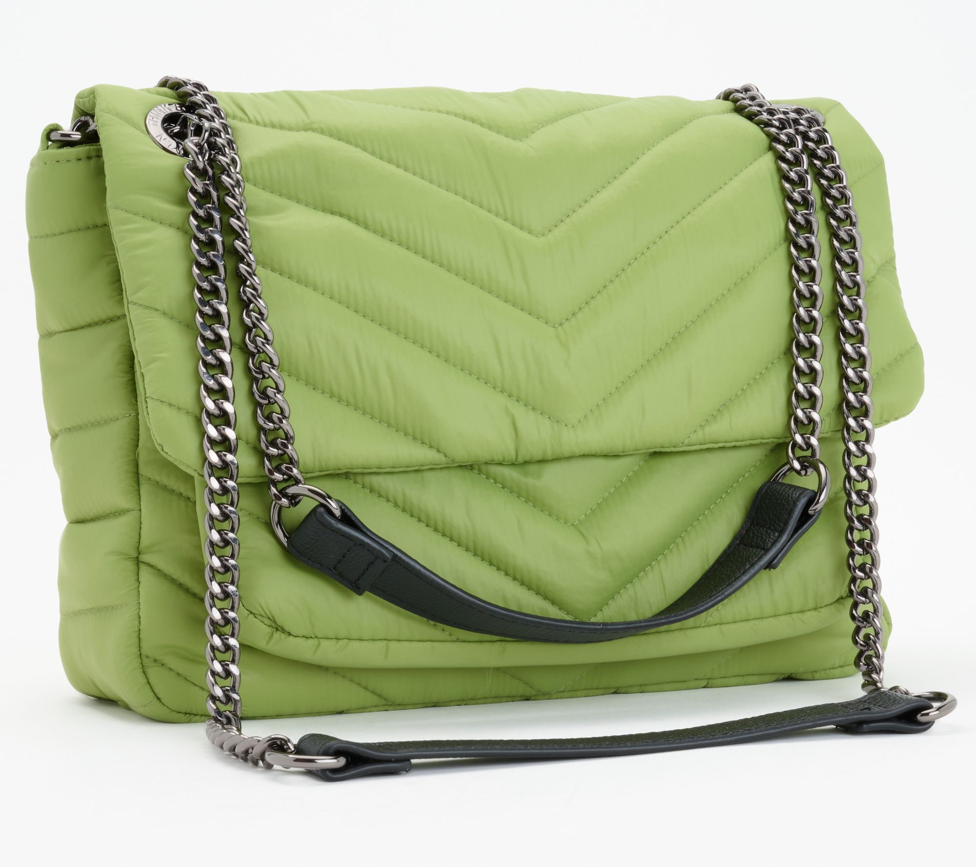 QUILTED SHOULDER BAG WITH CHAIN - Green
