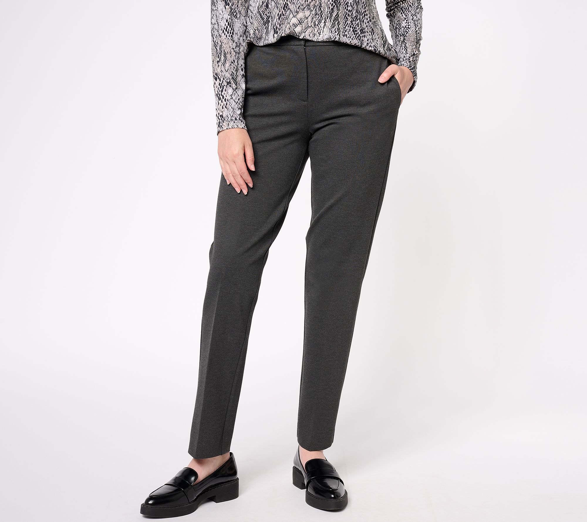 Tailored by Susan Graver Petite Smart Ponte Straight Leg Trousers
