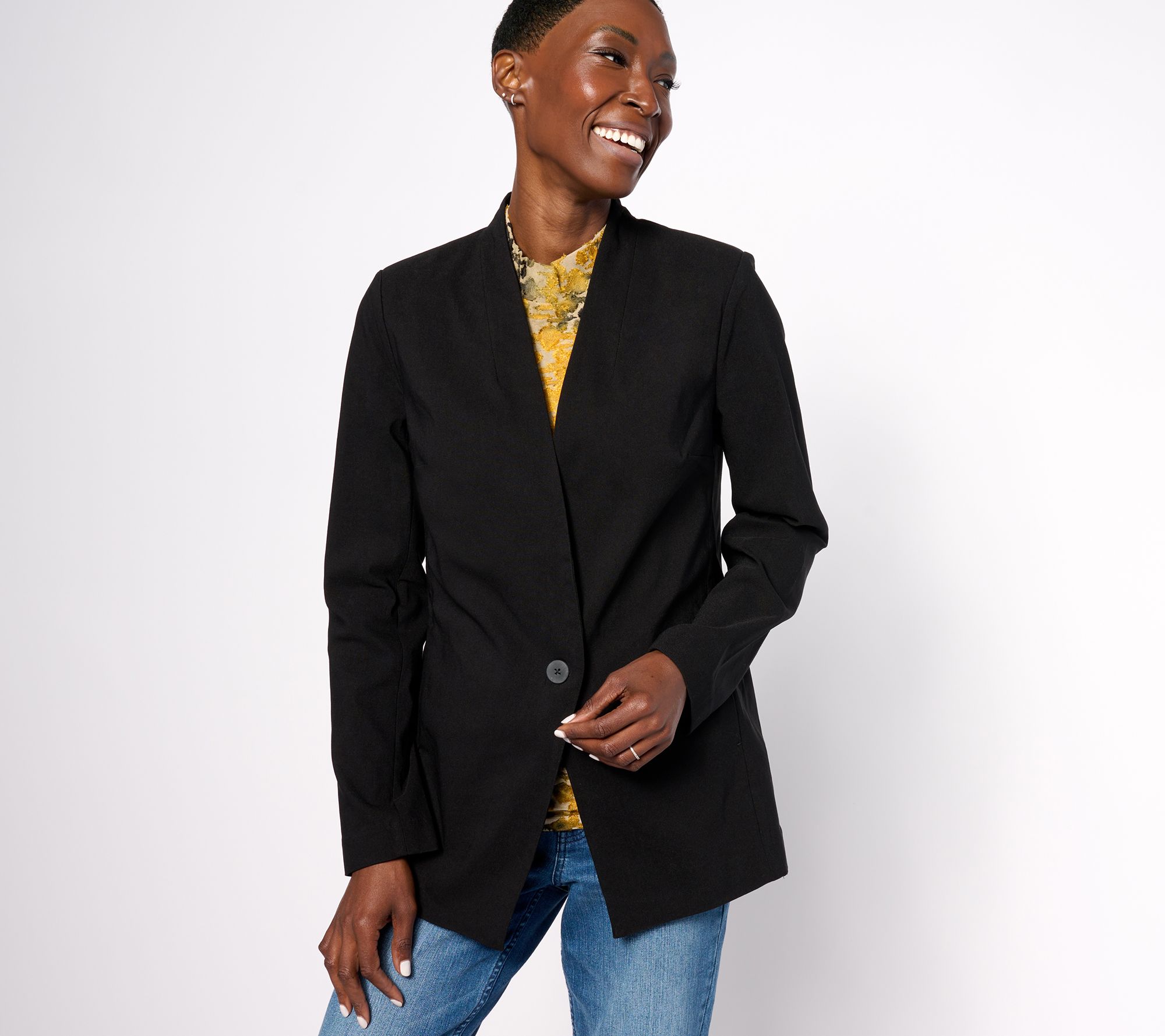 LOGO by Lori Goldstein AnyWEAR One Button Blazer